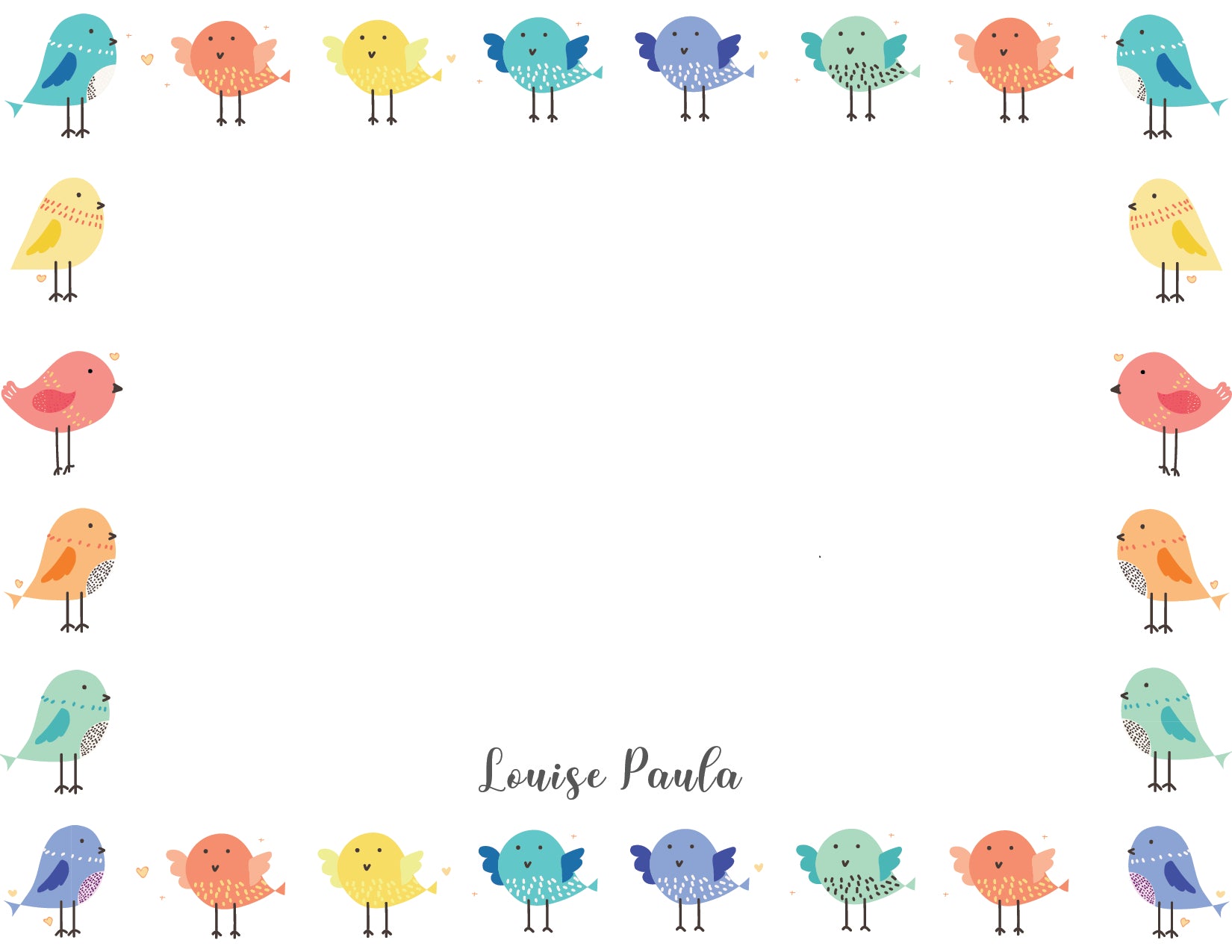 Custom Note Card (pack of 30) - Bird Pattern