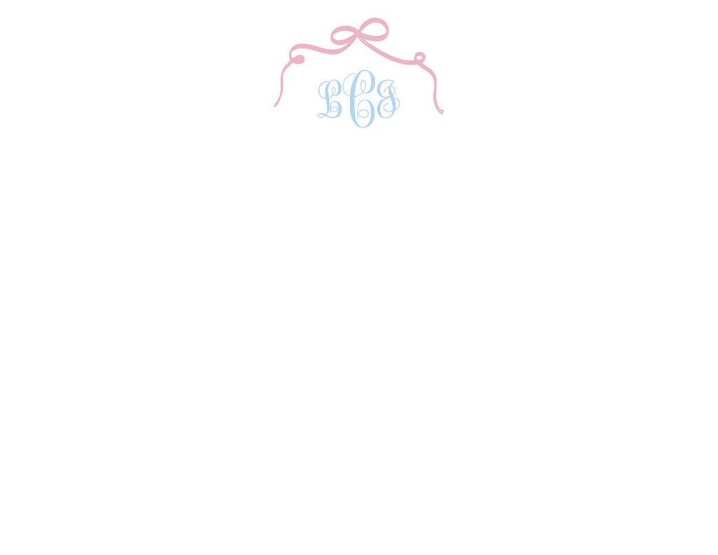 Custom Note Card (pack of 30) - Bow Monogram