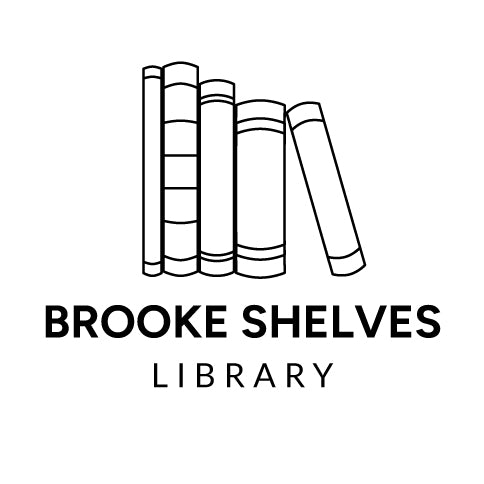Logo of Brooke Shelves Library with books stacked on a white background