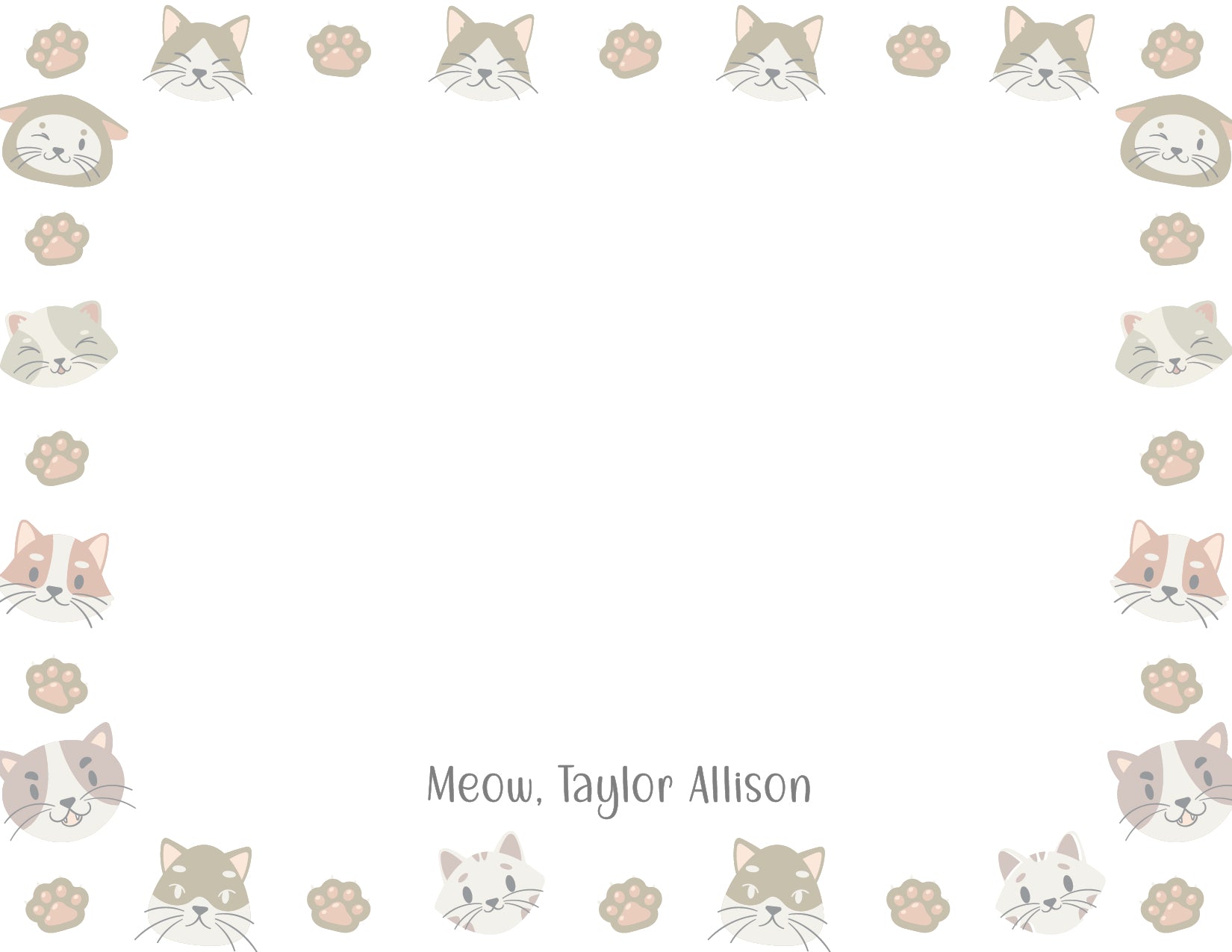 Custom Note Card (pack of 30) - Cat Pattern