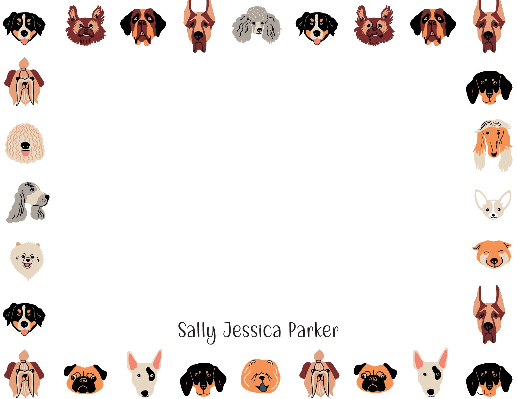 Custom Note Card (pack of 30) - Dog Pattern