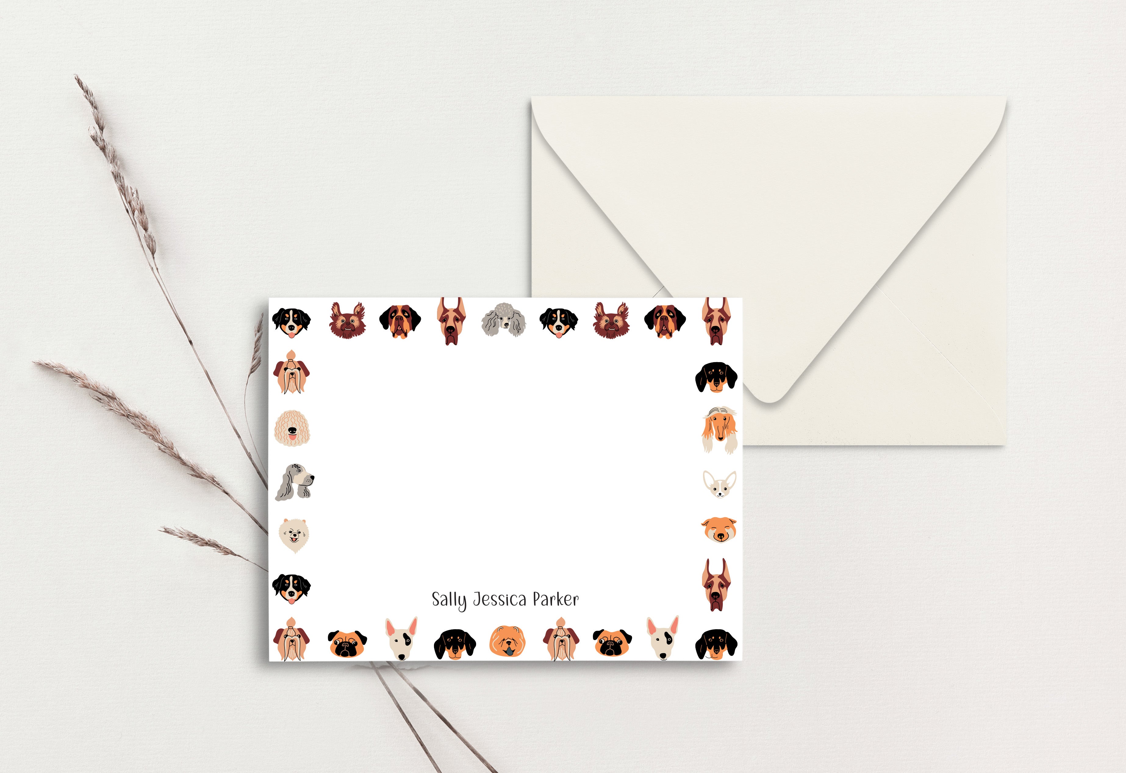 Custom Note Card (pack of 30) - Dog Pattern