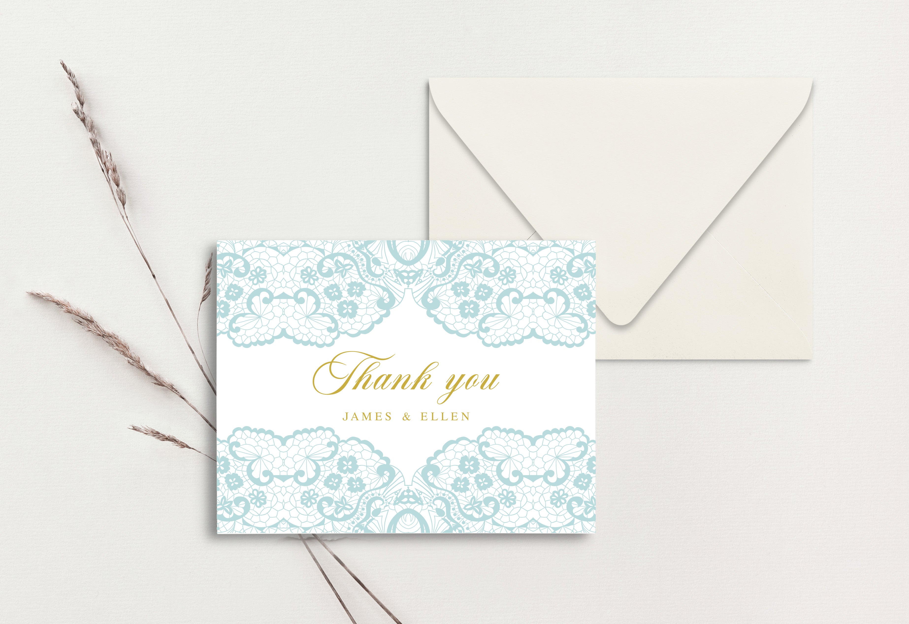 Custom Thank You Card (pack of 30) - Lace Borders