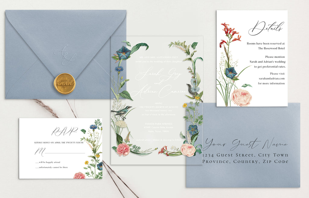 Garden Acrylic Wedding Invitations