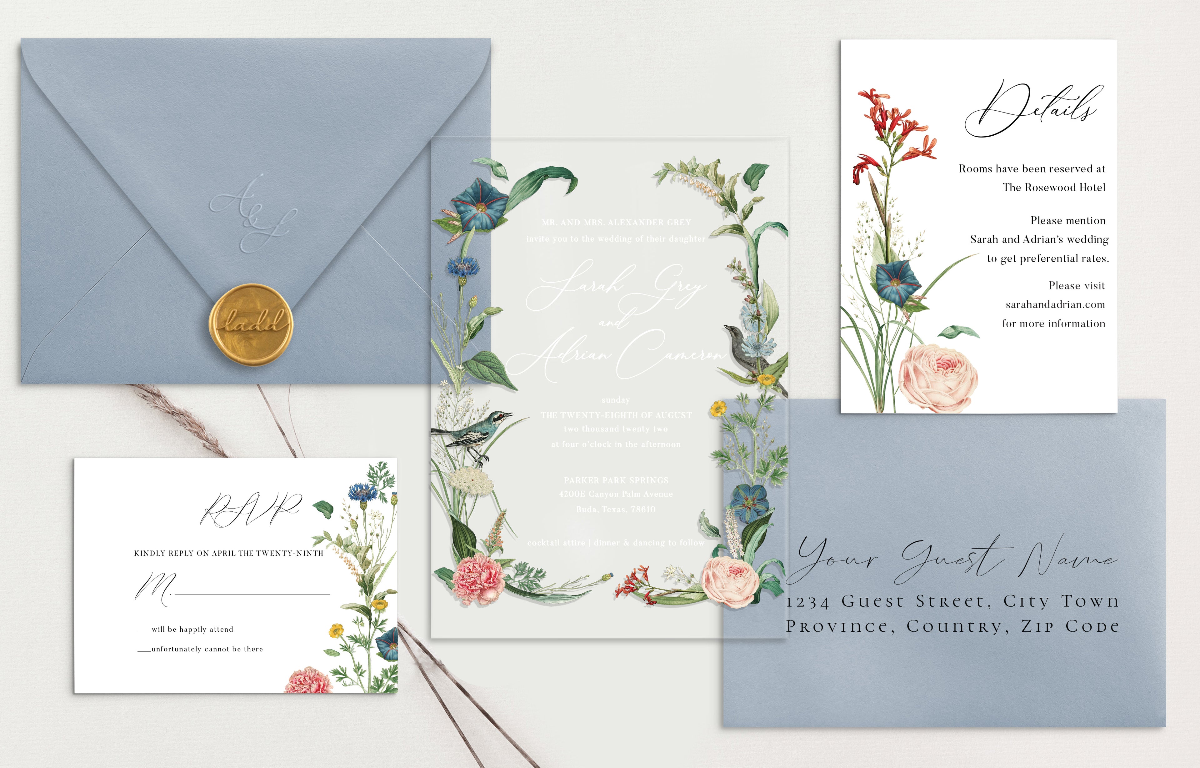 Garden Acrylic Wedding Invitations