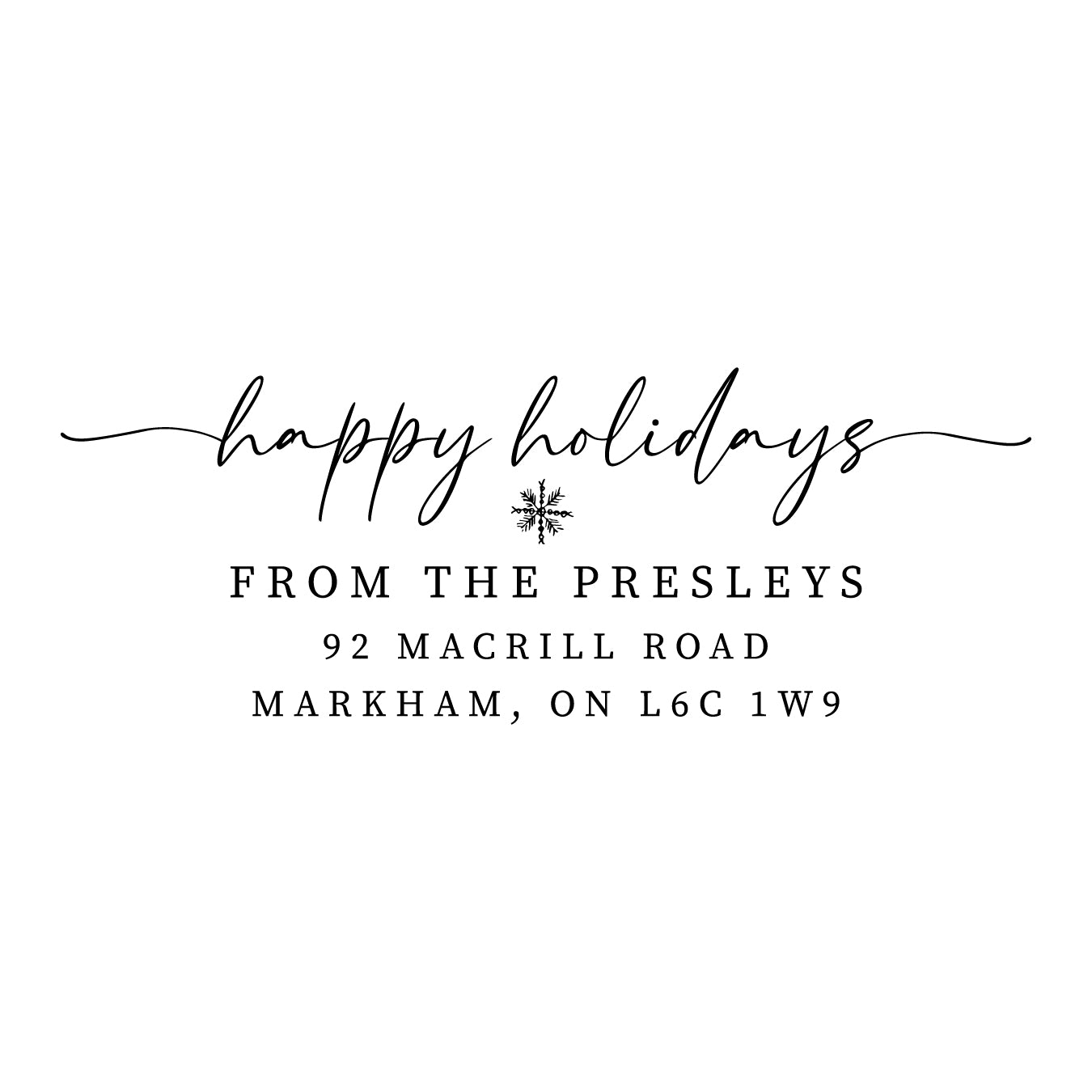 Happy Holidays Script Address Stamp
