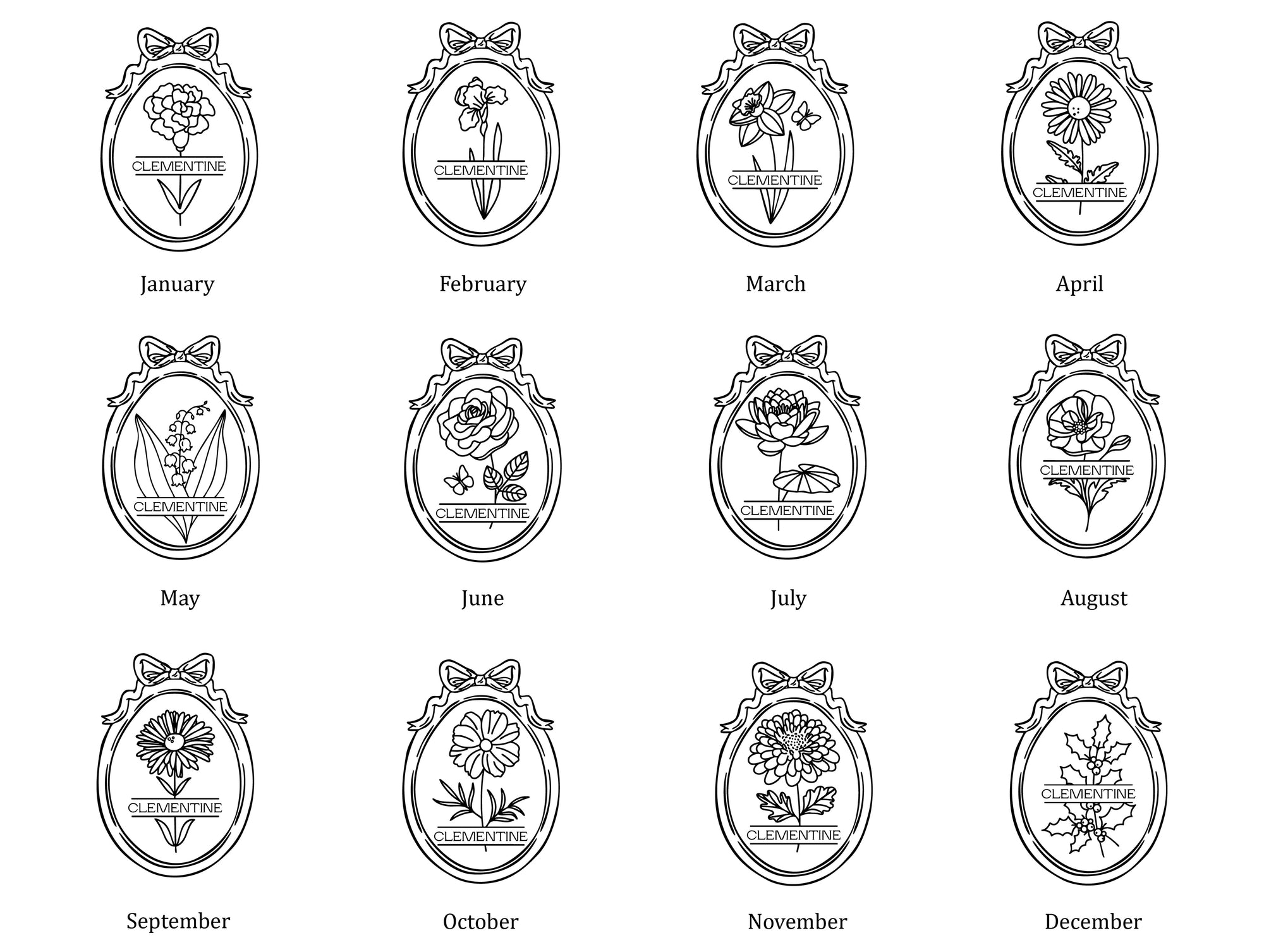 Custom Leather Journal - Birth Flowers