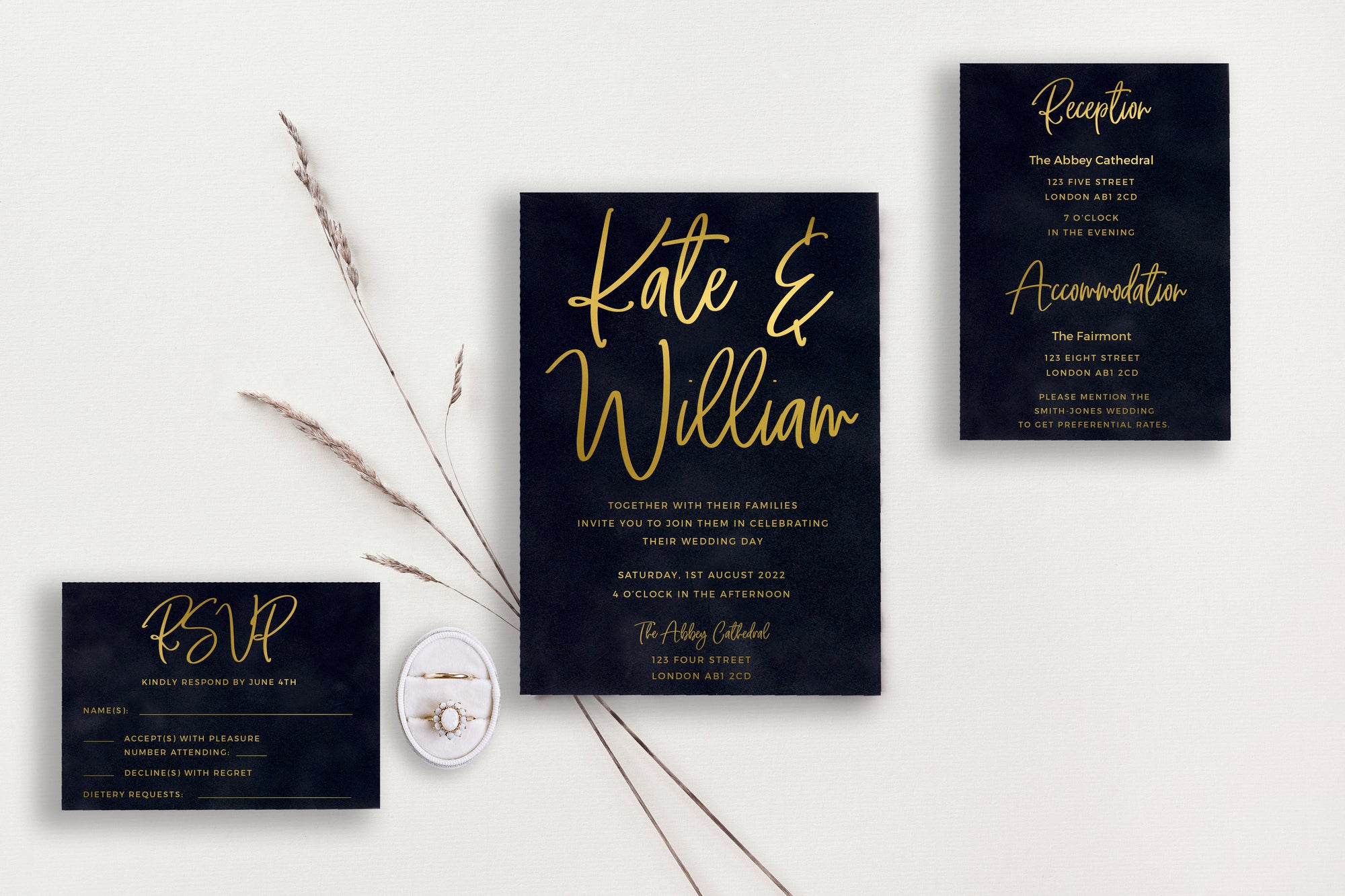 Kate and William Velvet Wedding Invitations