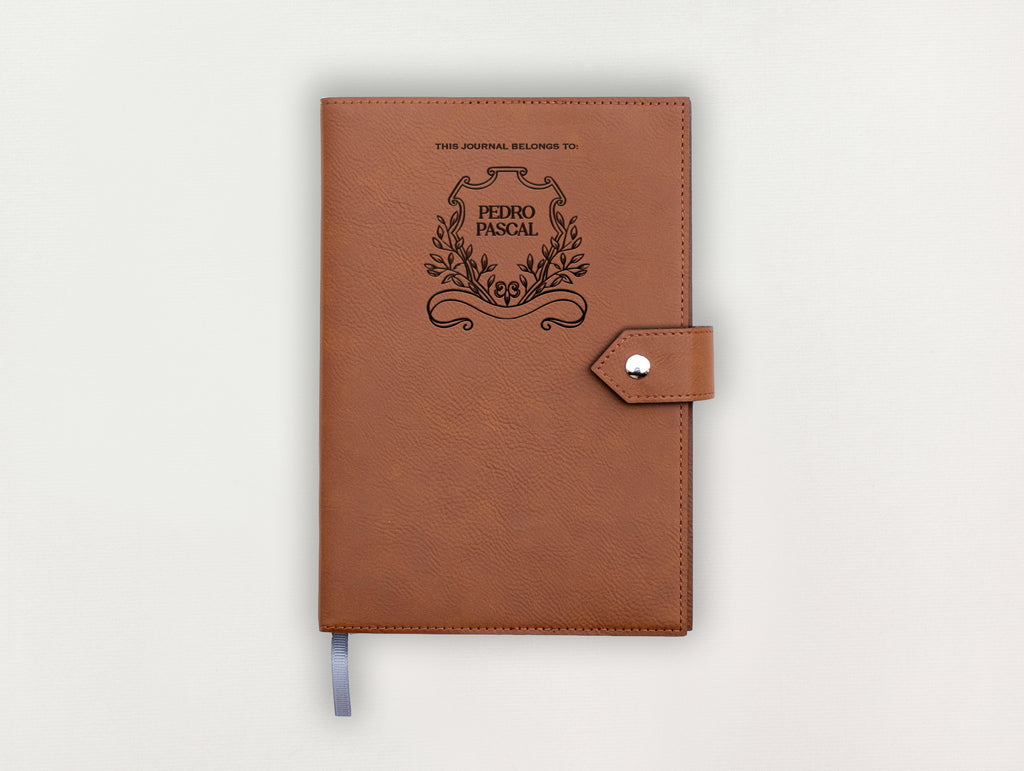 Custom Leather Journal - Leaves Crest