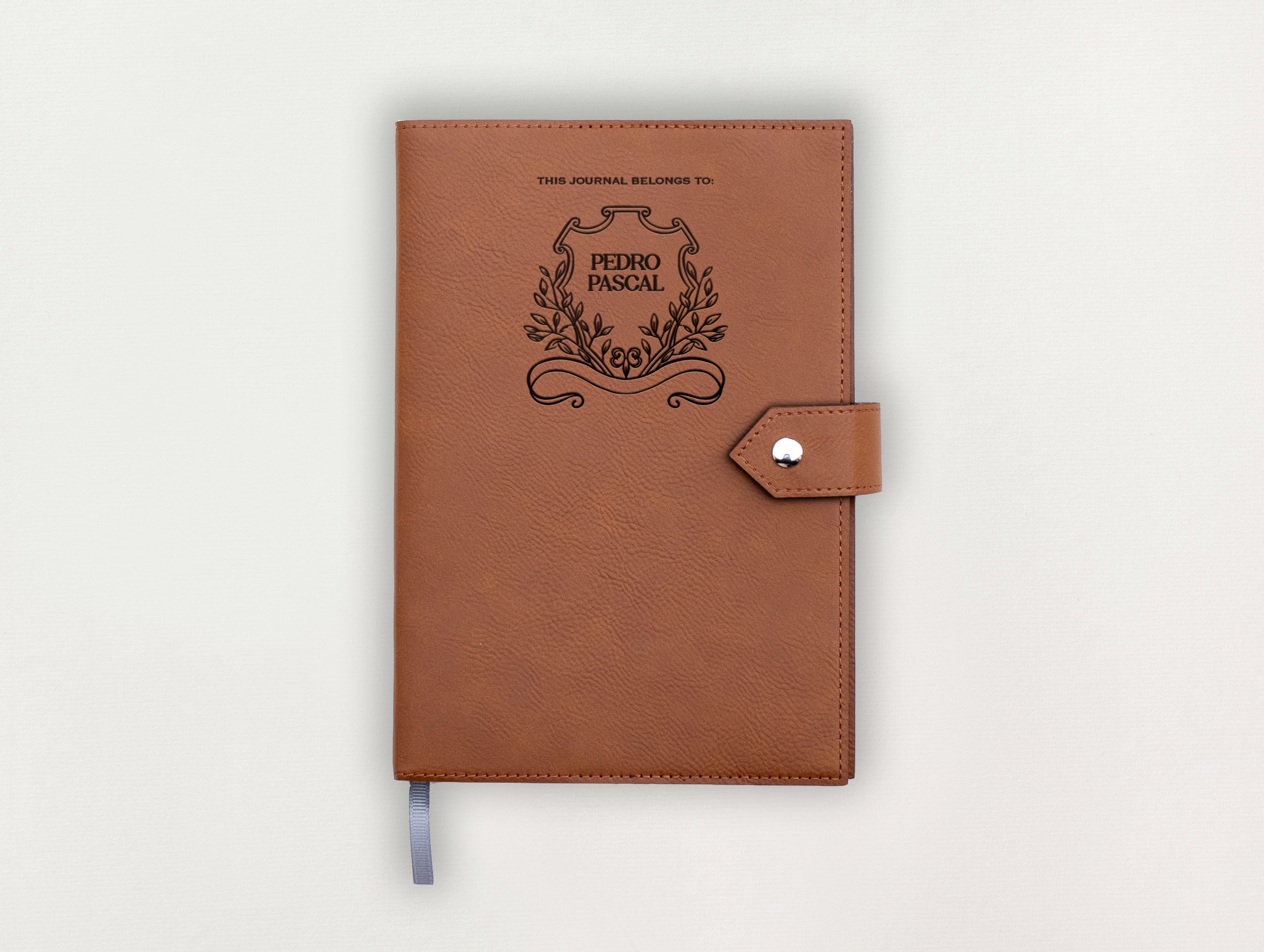 Custom Leather Journal - Leaves Crest