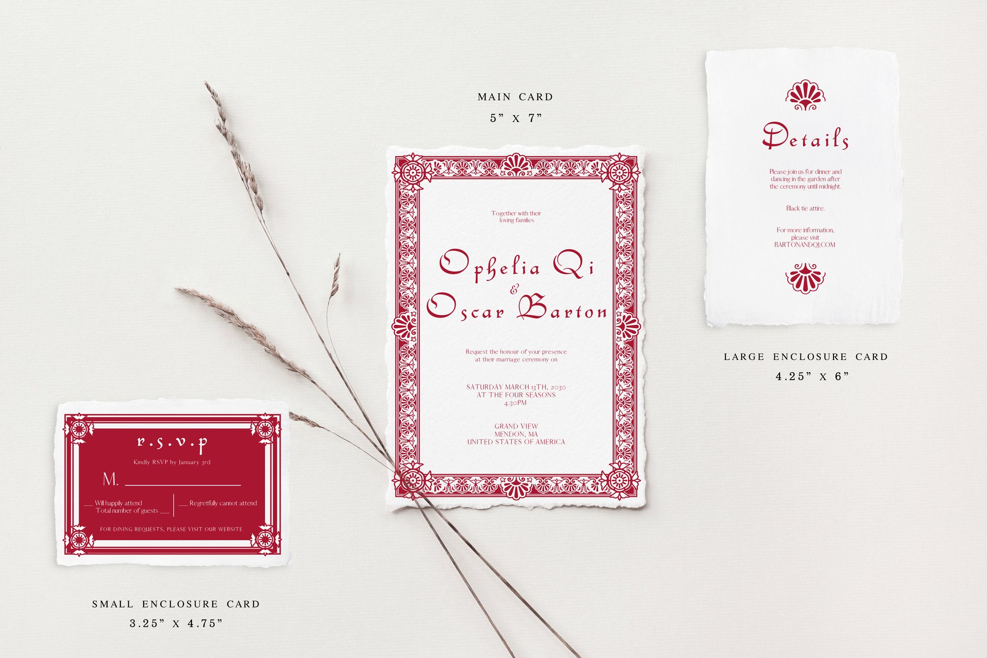 Ophelia Deckle Edge Wedding Invitations