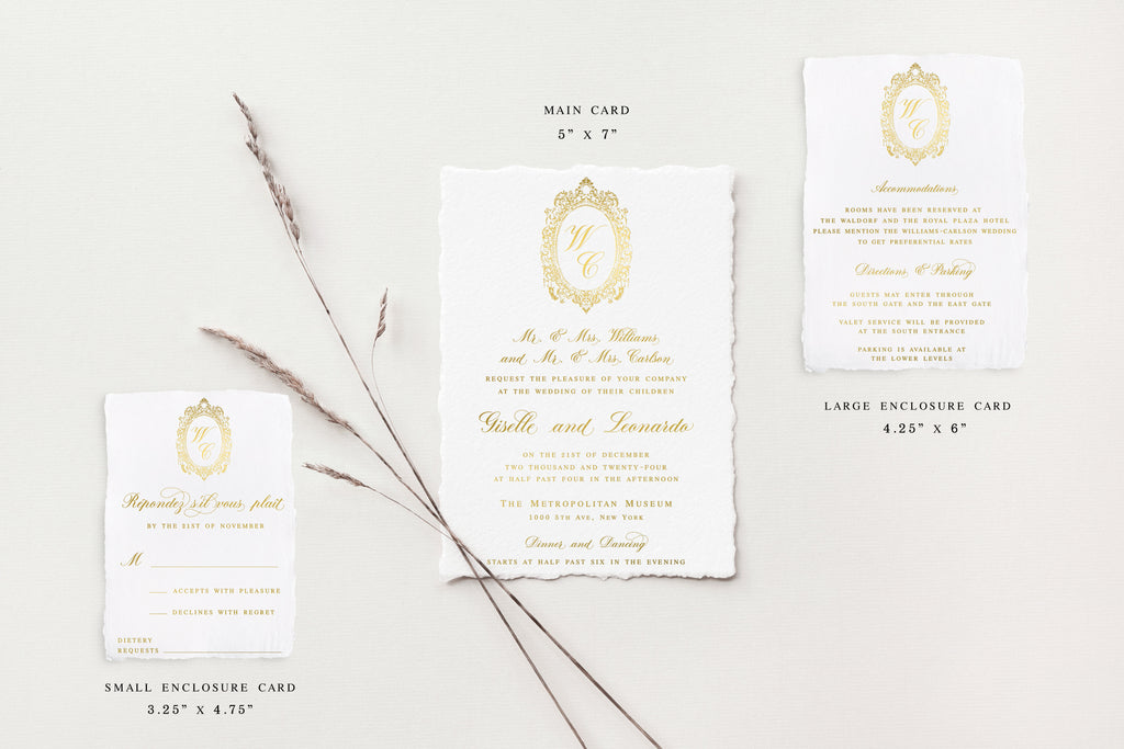 Gold Foil Print Handmade Paper Enclosure Cards