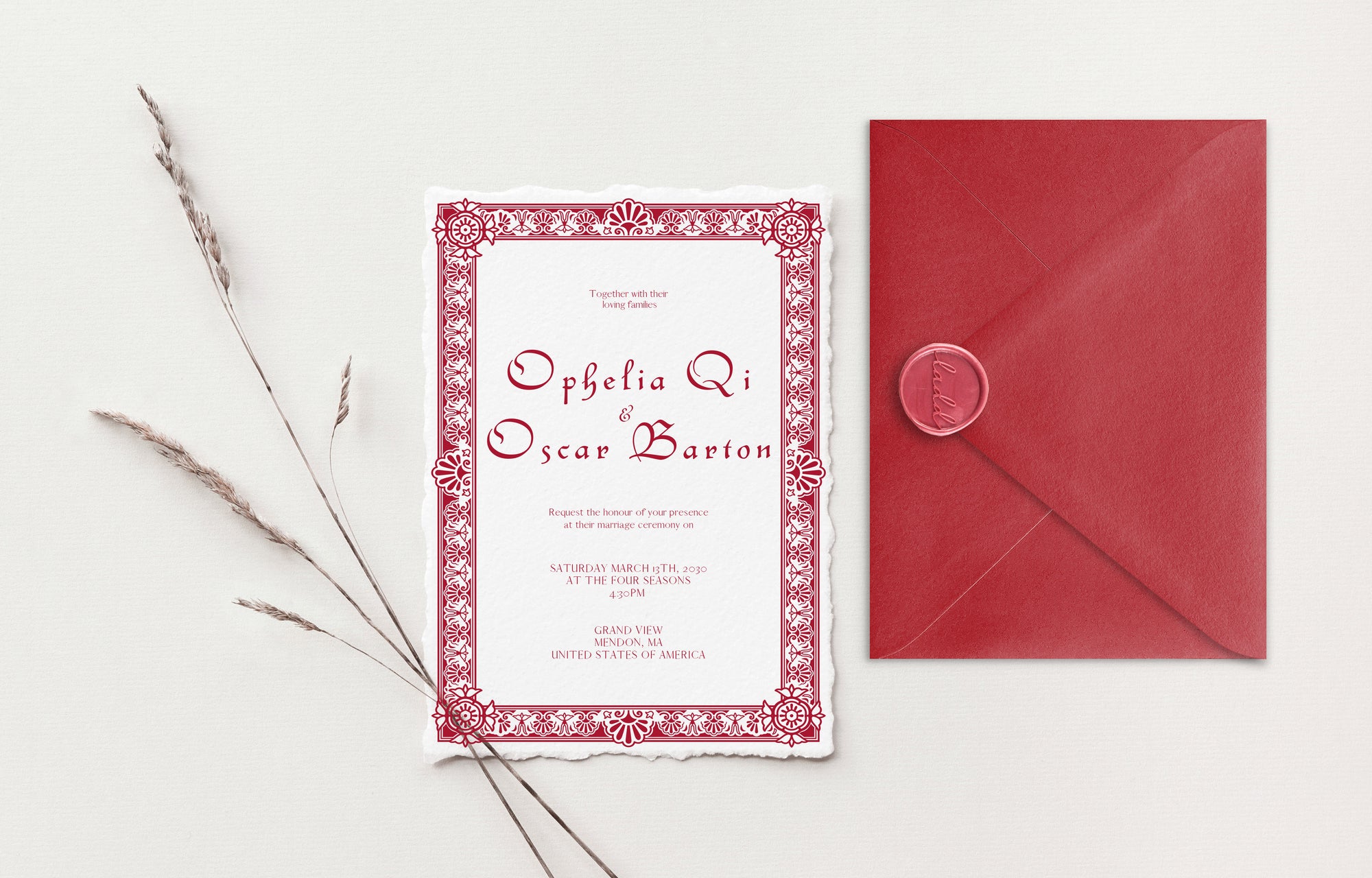 Ophelia Deckle Edge Wedding Invitations