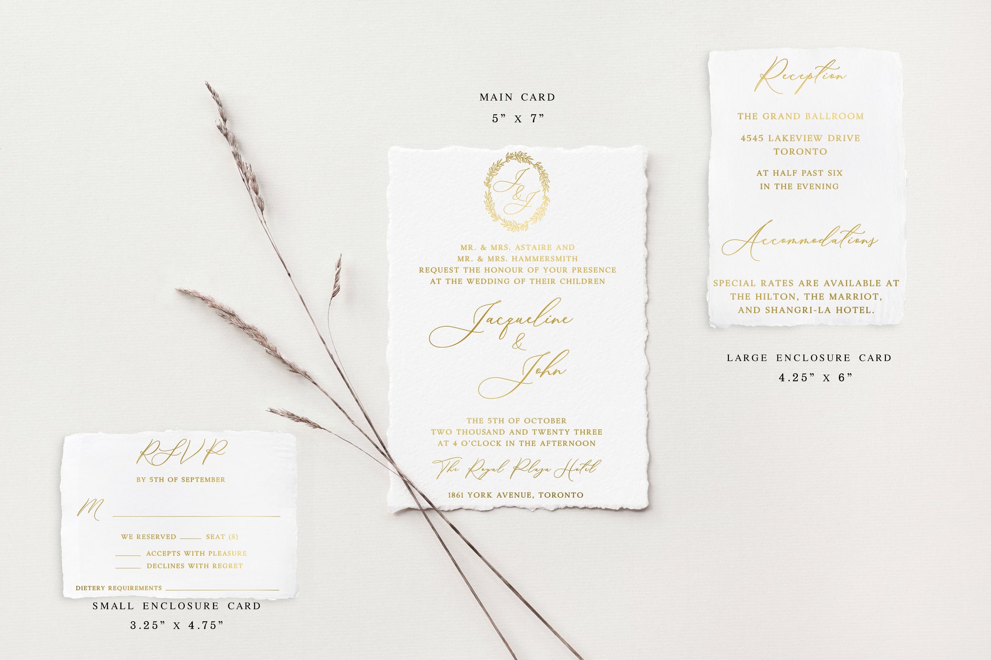 Jacqueline Gold Foil Wedding Invitations
