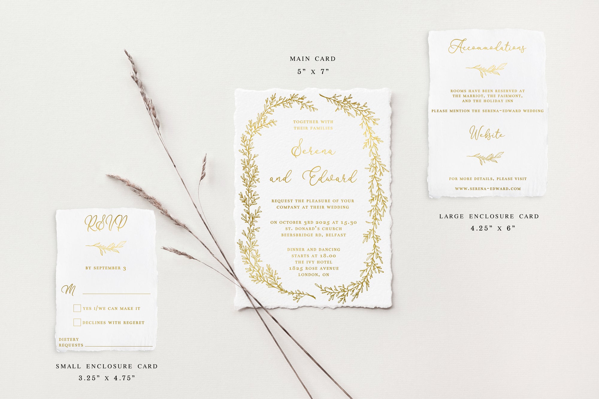 Serena Gold Foil Wedding Invitations
