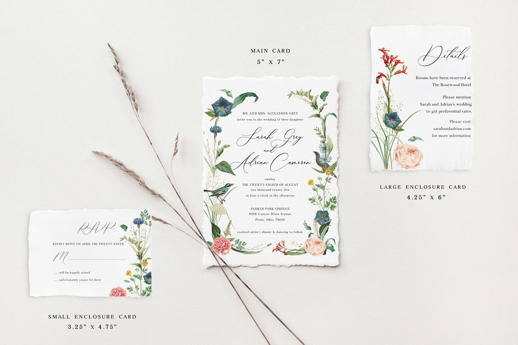 Garden Deckle Edge Wedding Invitations