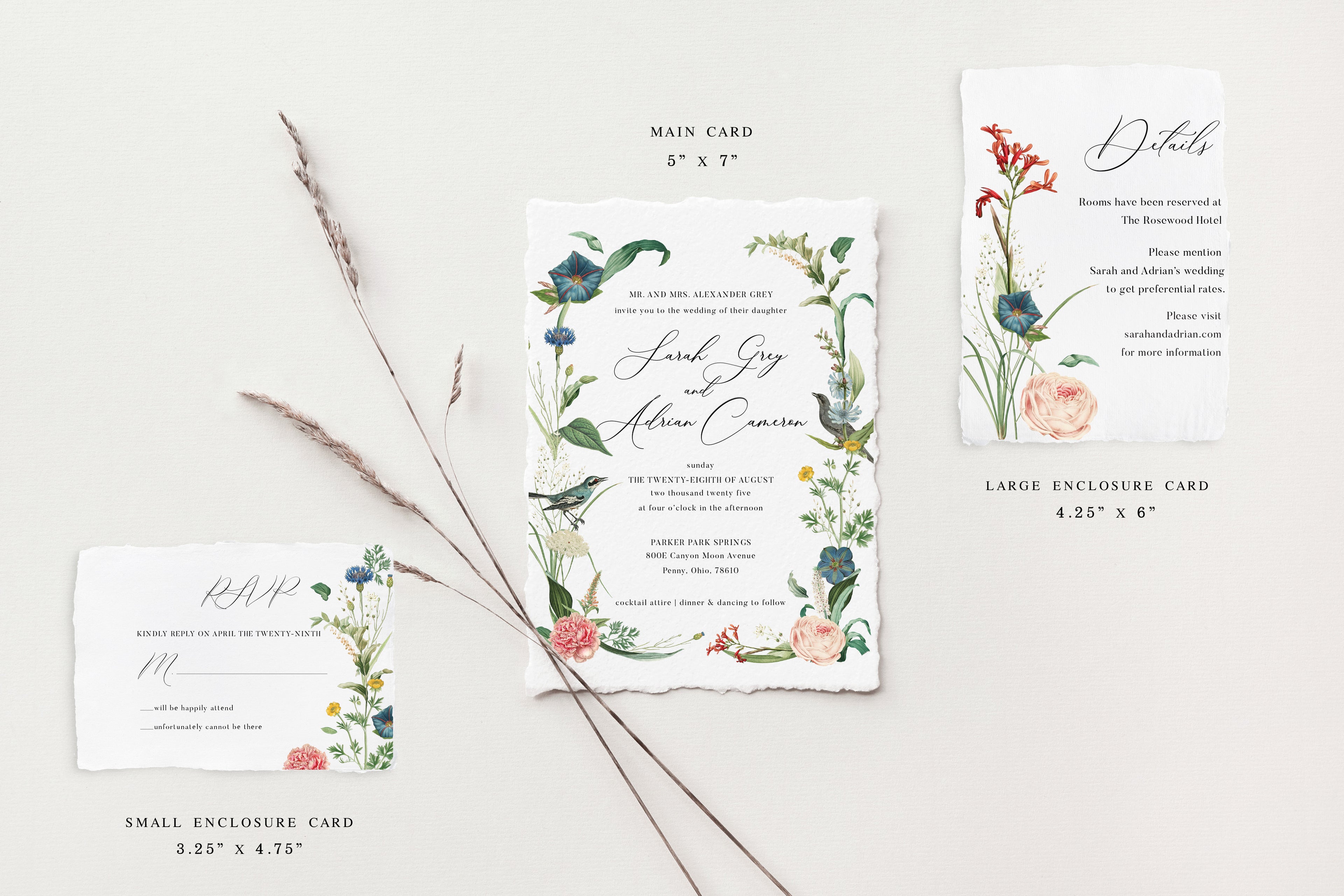 Garden Deckle Edge Wedding Invitations