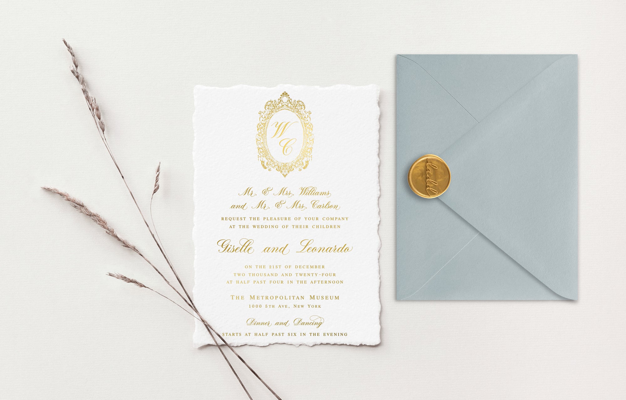 Giselle Gold Foil Wedding Invitations