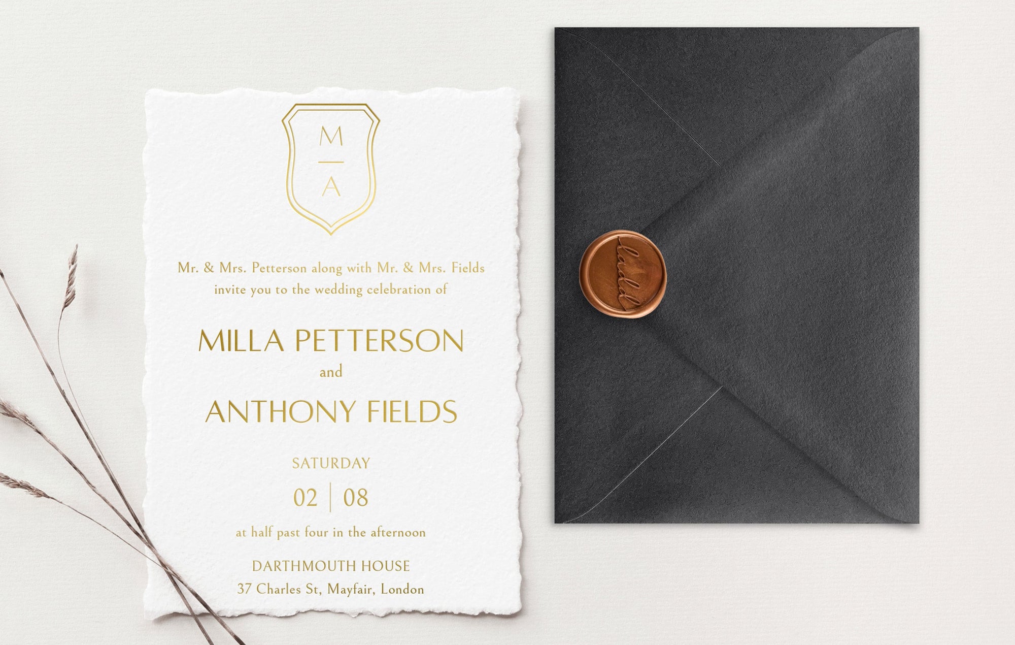 Milla Gold Foil Wedding Invitations