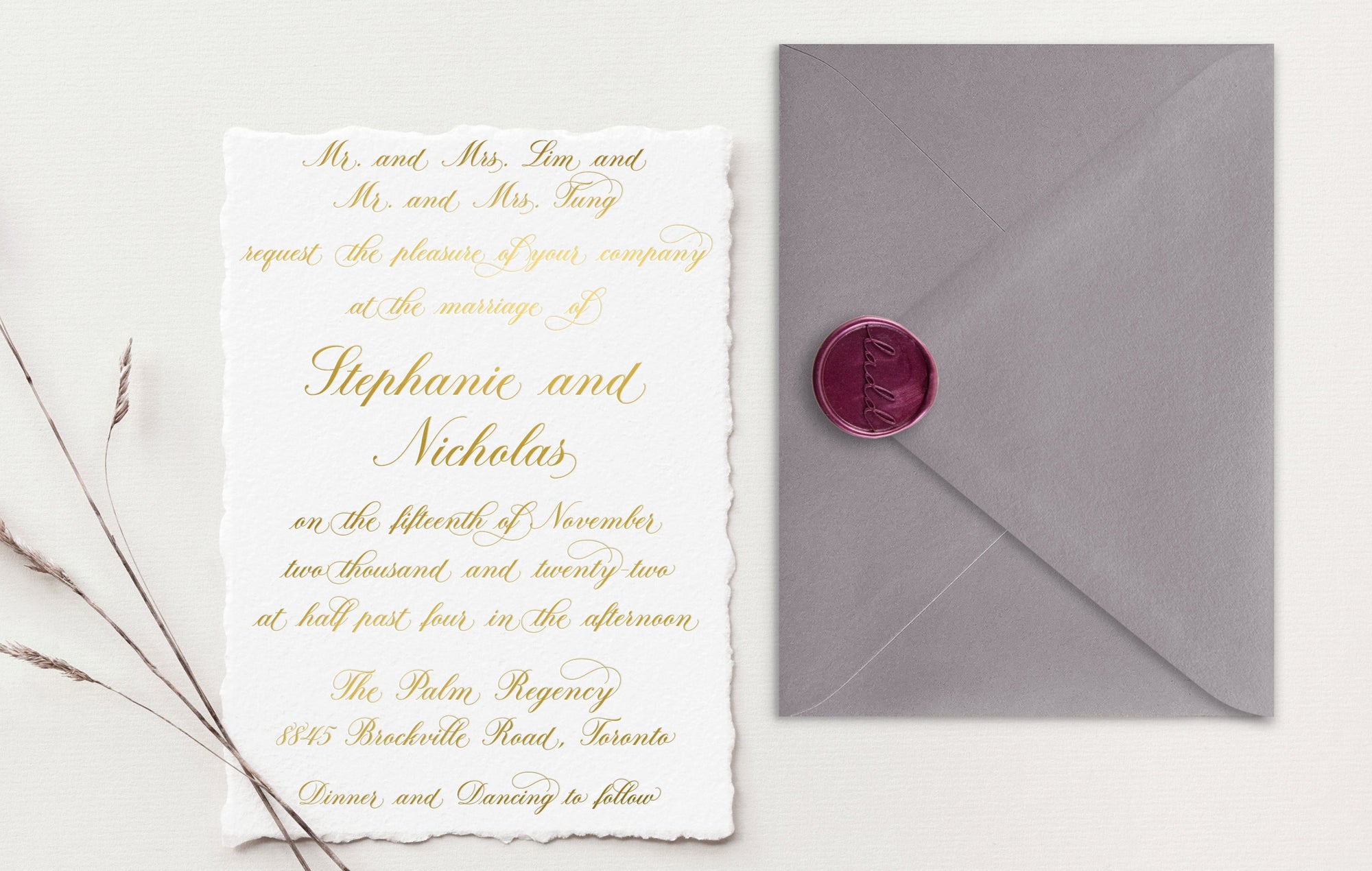 Stephanie Gold Foil Wedding Invitations