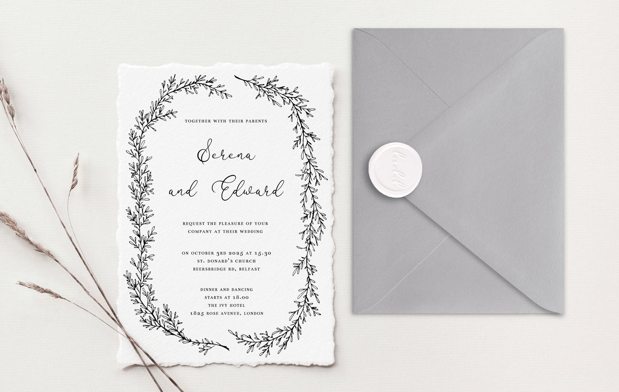 Serena Deckle Edge Wedding Invitations
