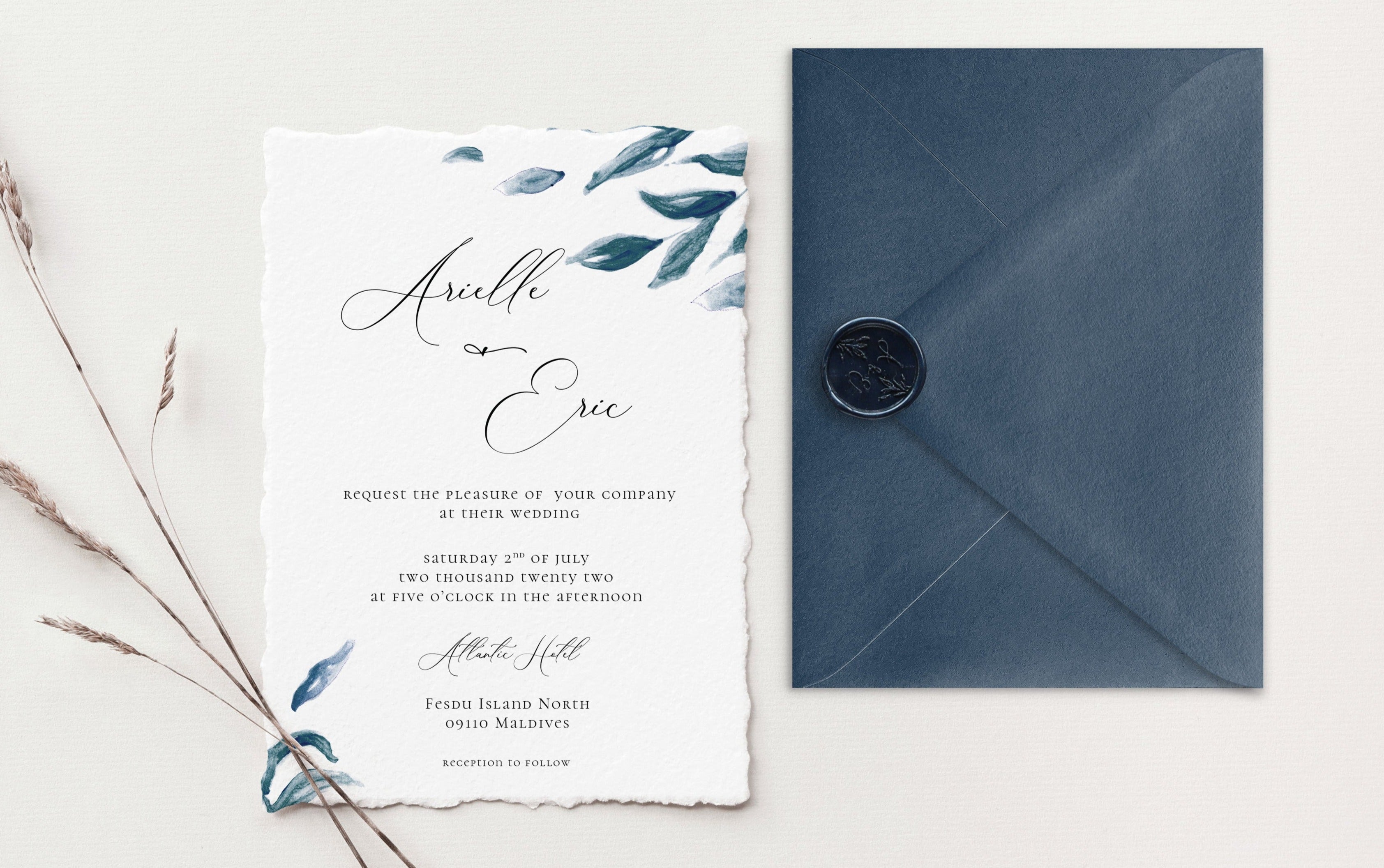 Arielle Deckle Edge Wedding Invitations