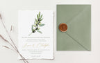 Olive Deckle Edge Wedding Invitations