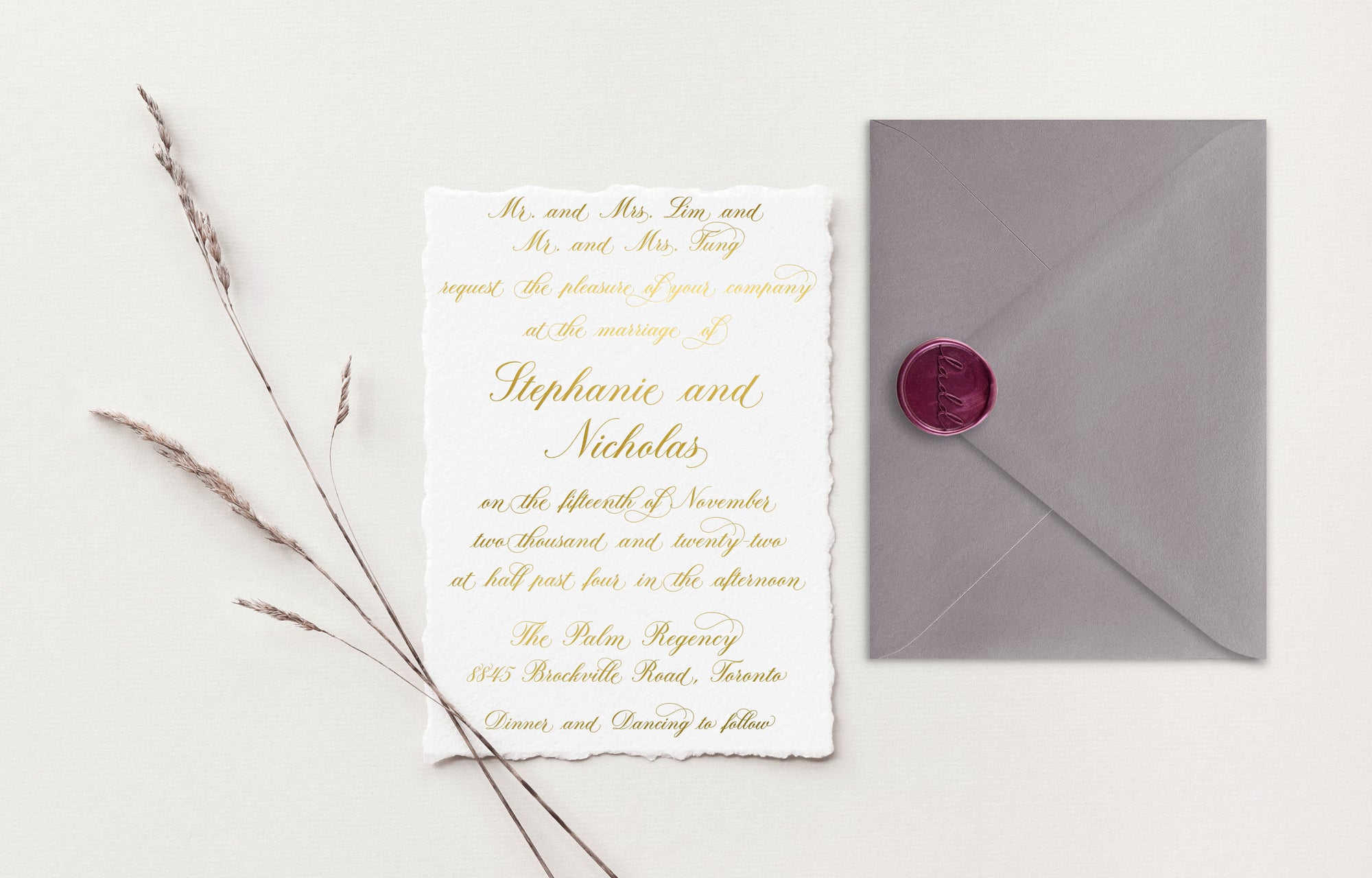Stephanie Gold Foil Wedding Invitations