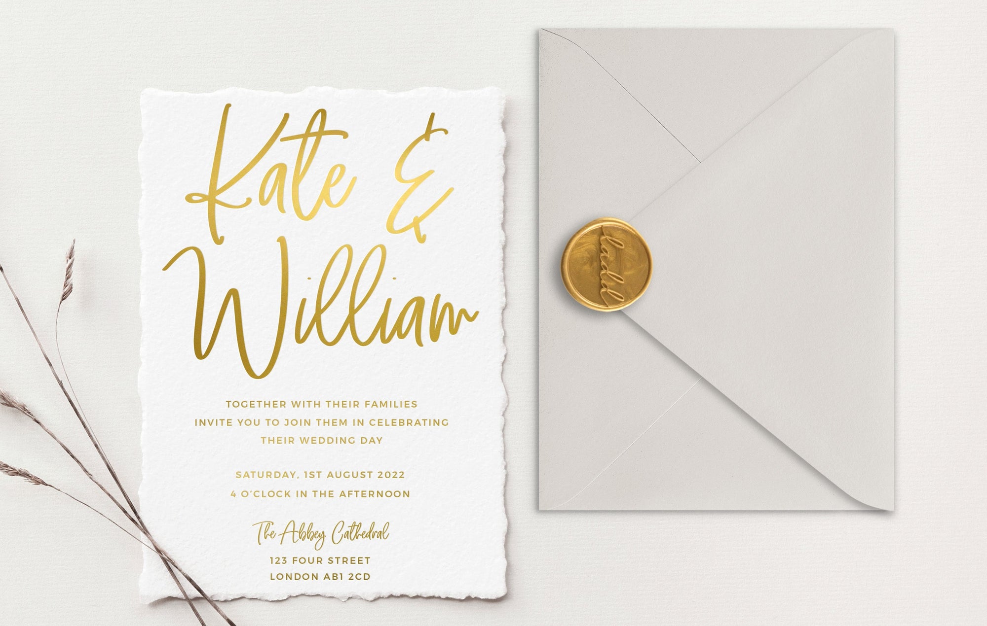 Kate Gold Foil Wedding Invitations