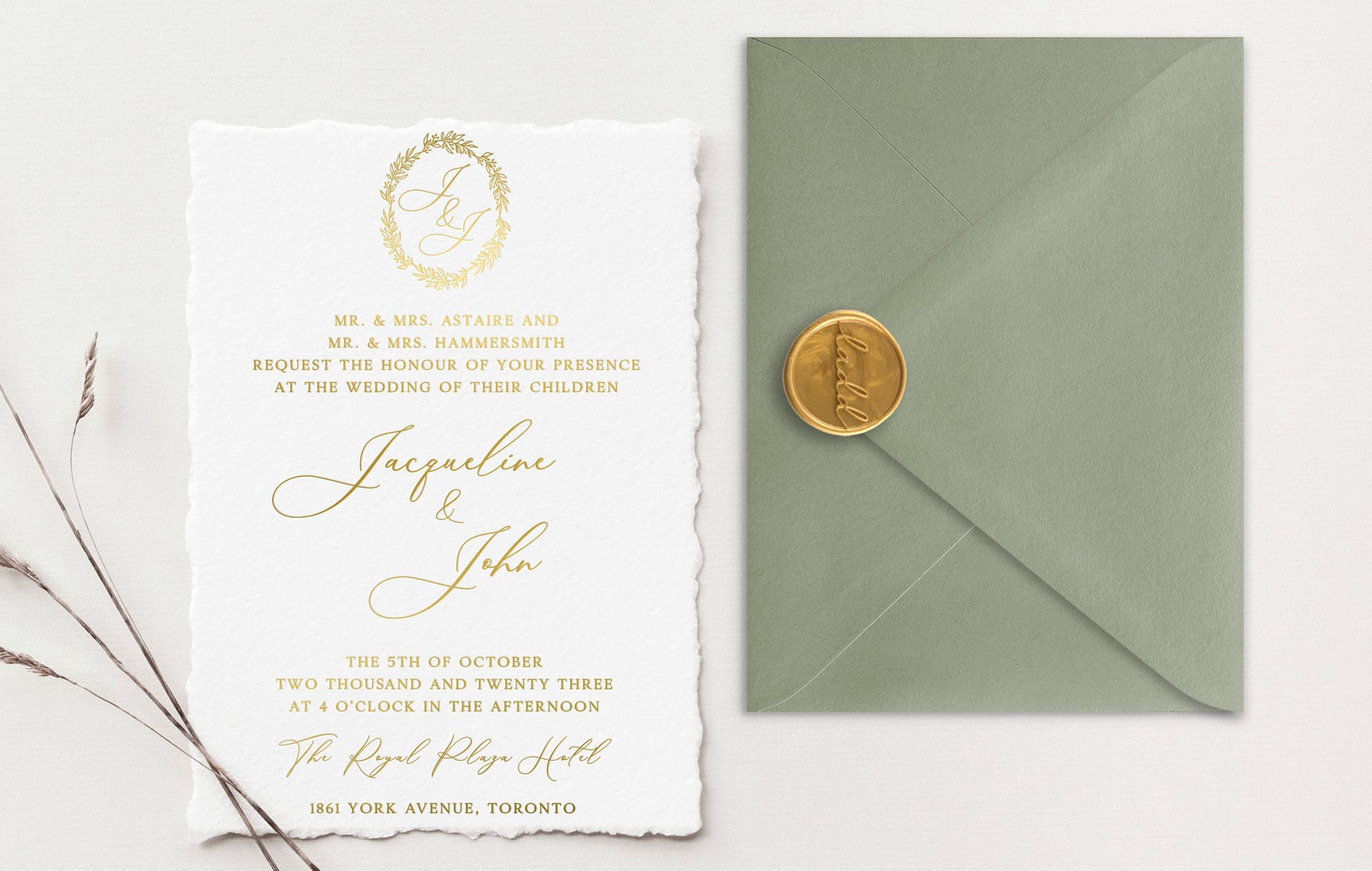Jacqueline Gold Foil Wedding Invitations