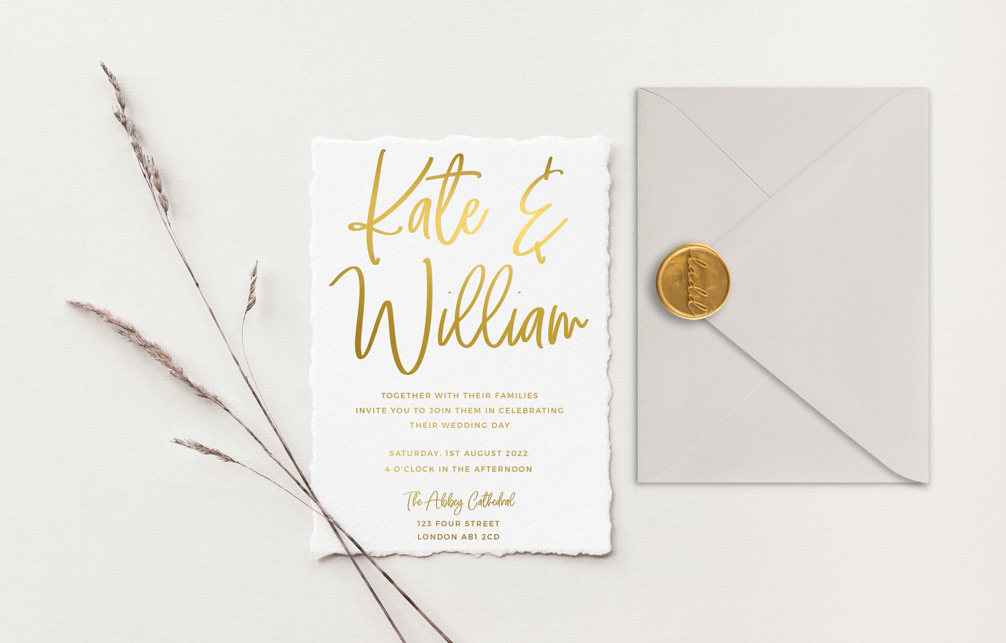 Kate Gold Foil Wedding Invitations