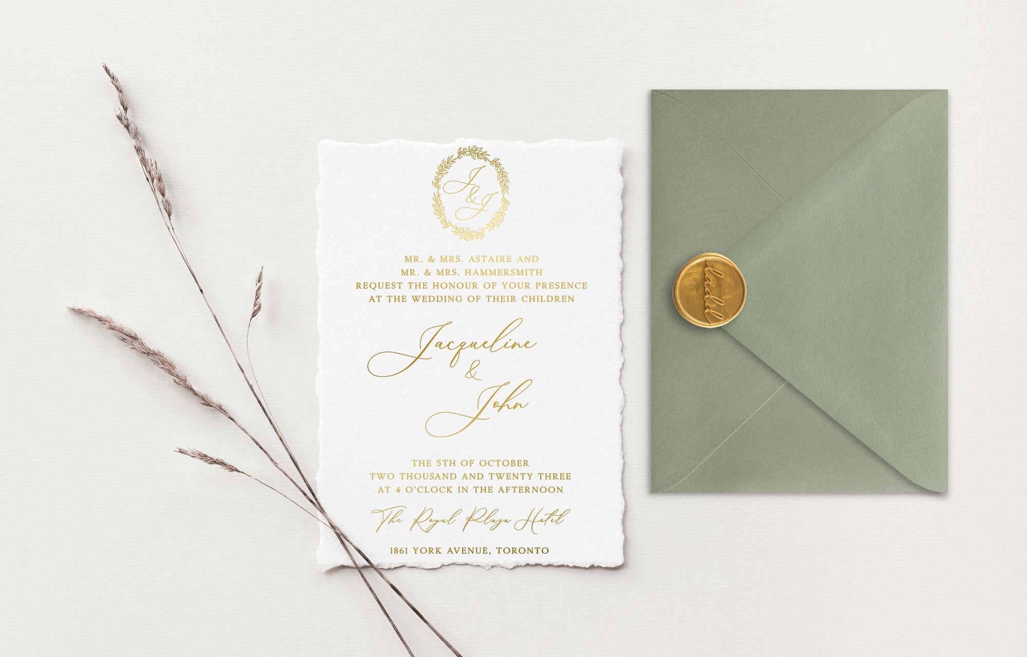 Jacqueline Gold Foil Wedding Invitations