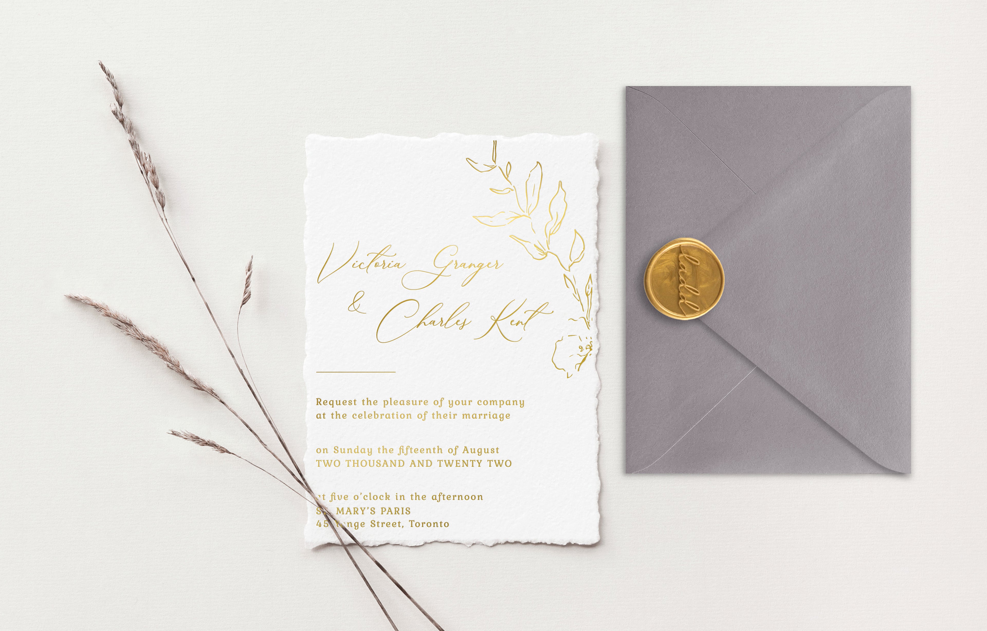 Victoria Gold Foil Wedding Invitations