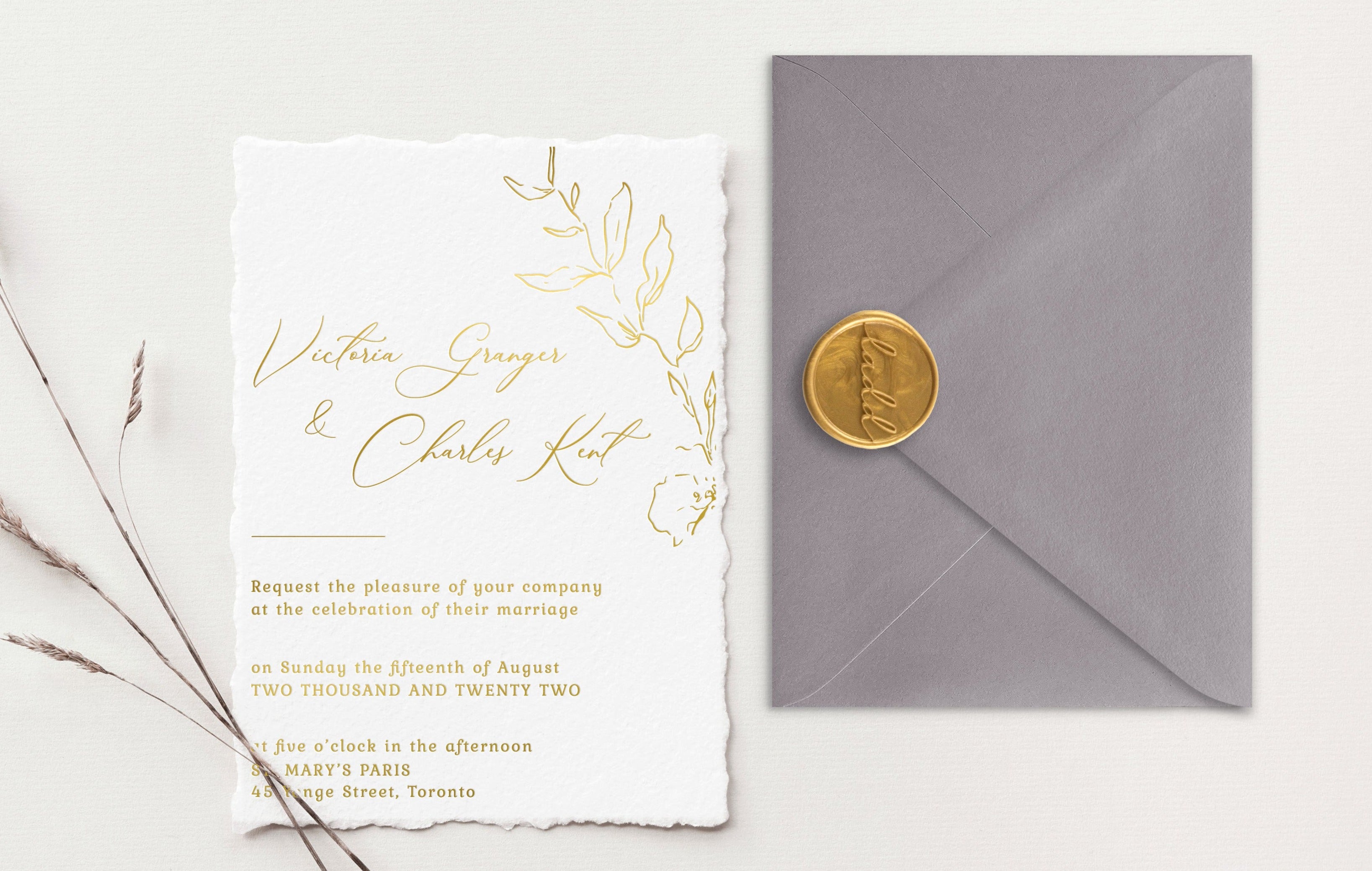 Victoria Gold Foil Wedding Invitations