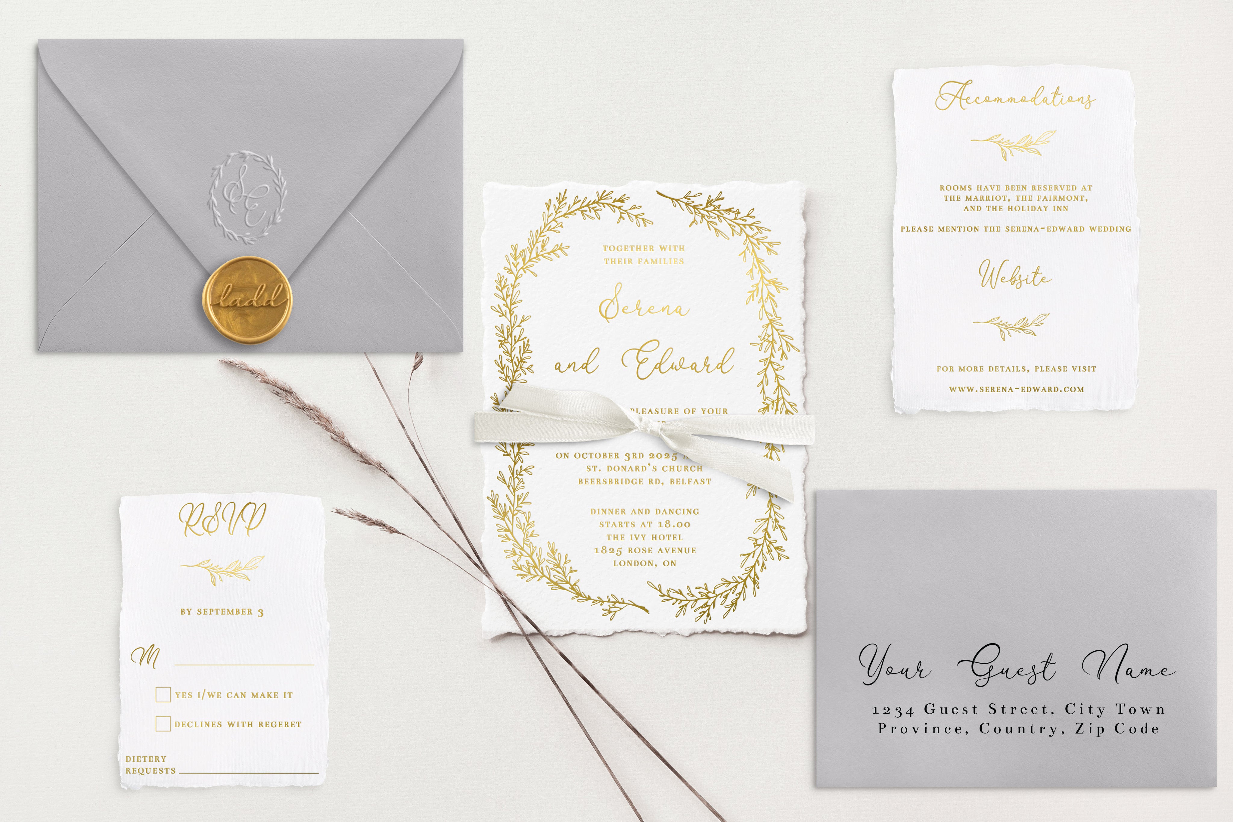 Serena Gold Foil Wedding Invitations – Ladd Stamps