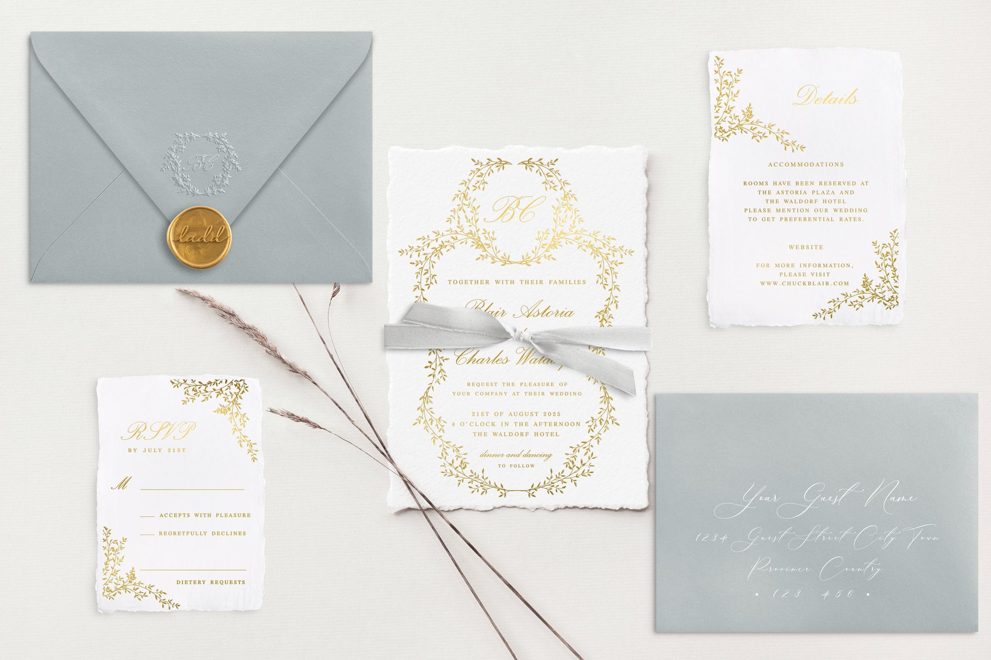 Blair Gold Foil Wedding Invitations