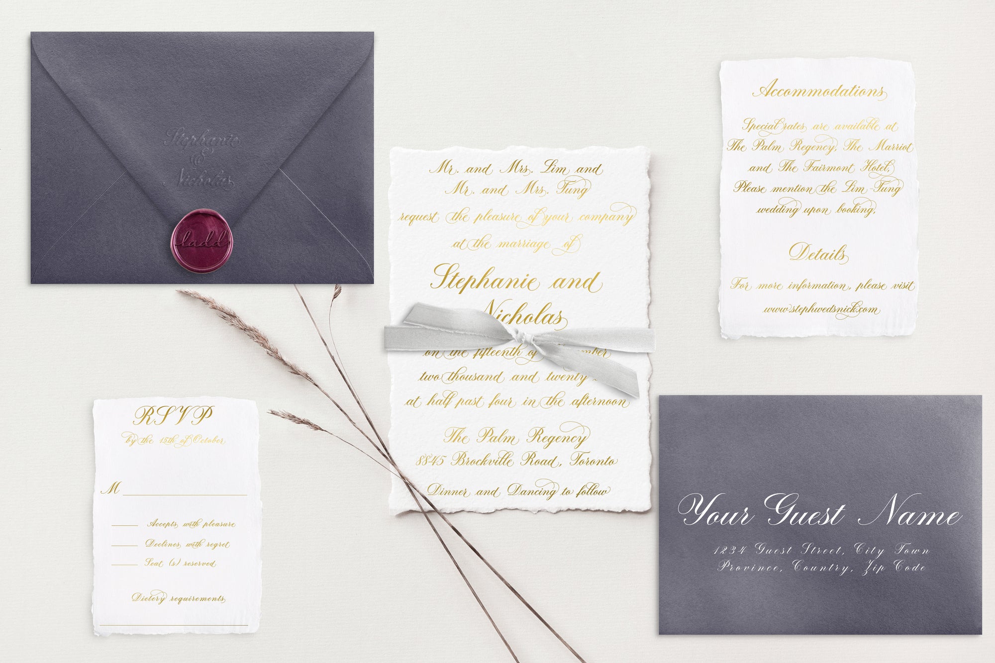 Stephanie Gold Foil Wedding Invitations