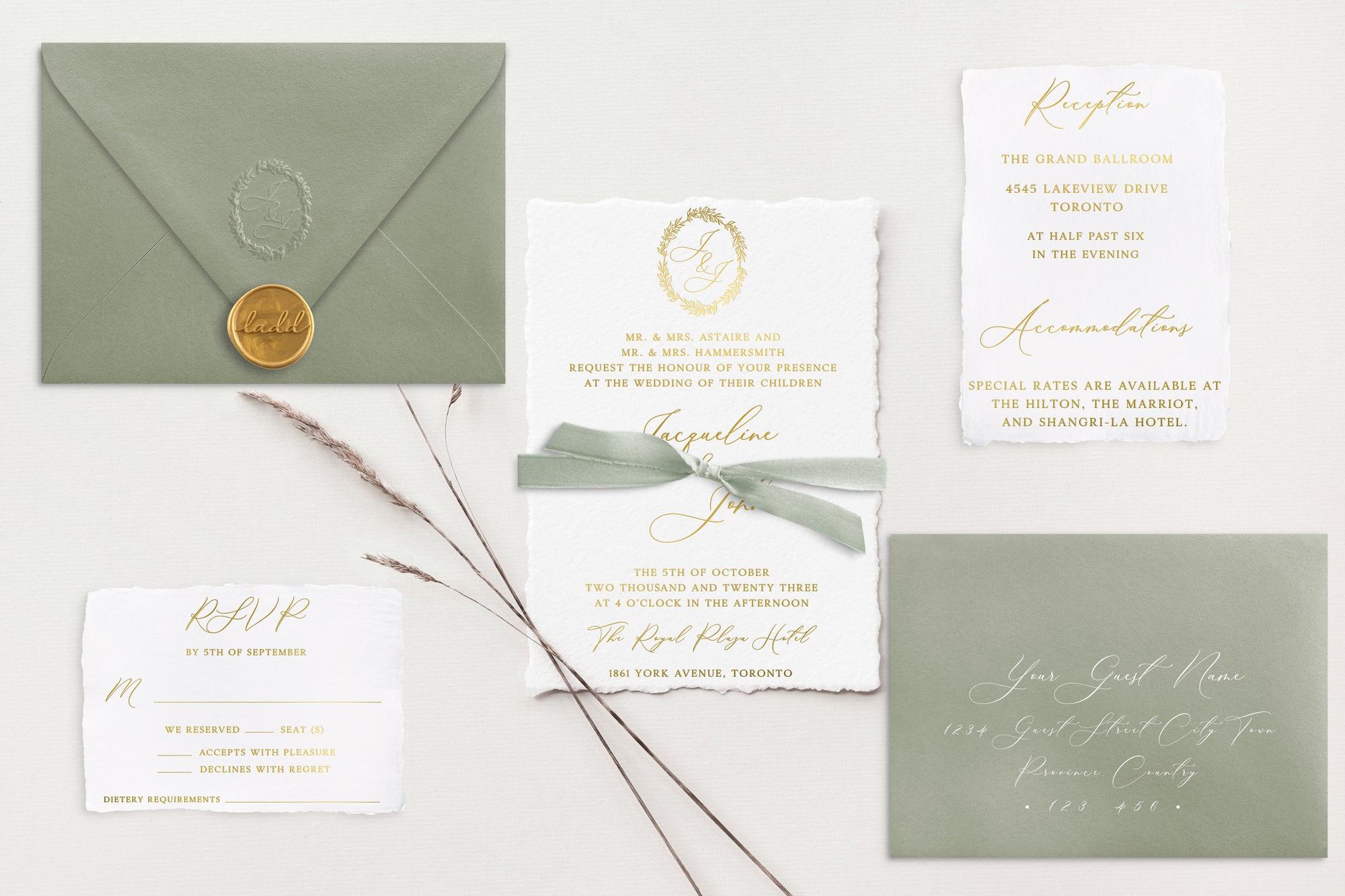 Jacqueline Gold Foil Wedding Invitations