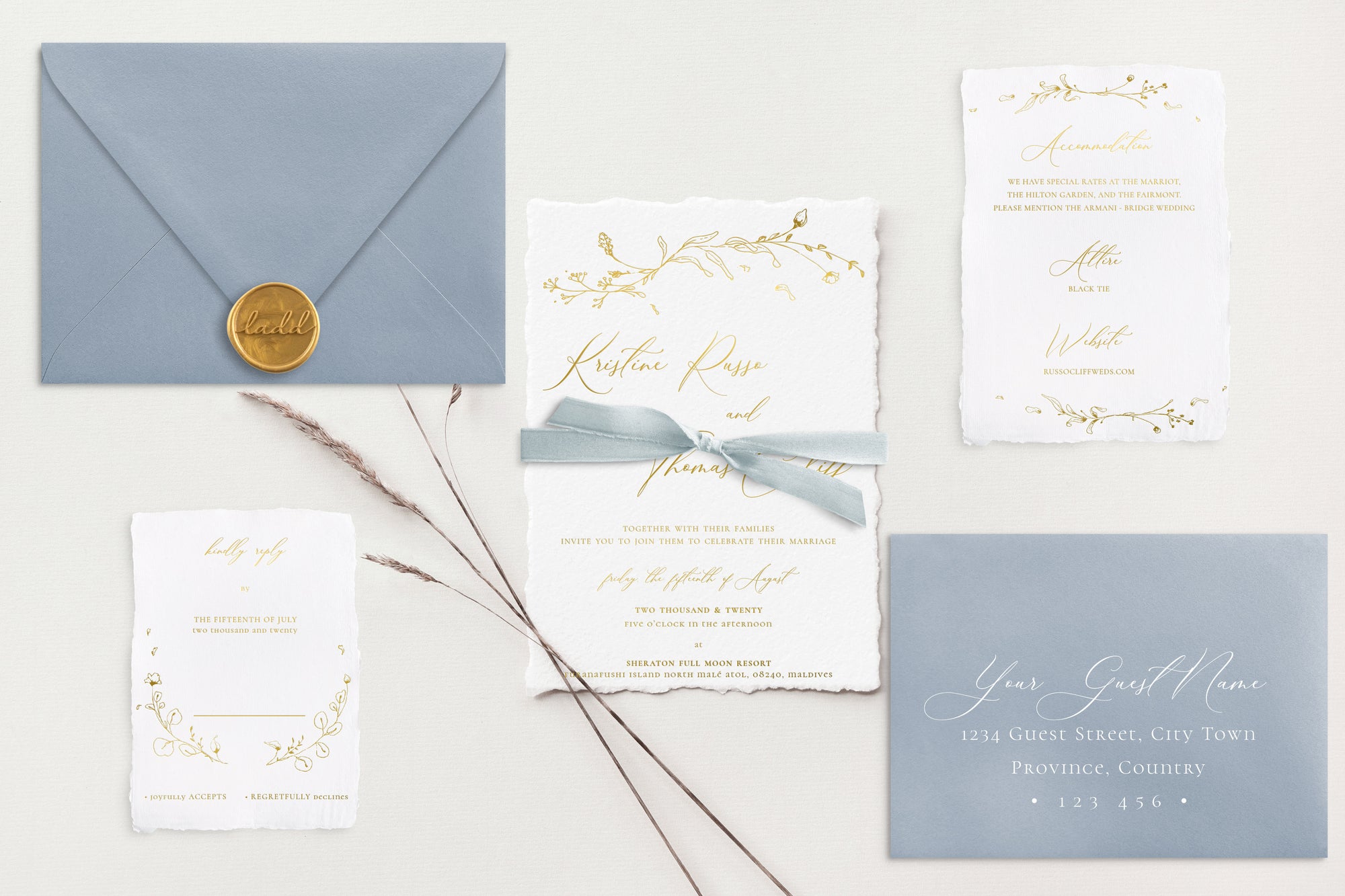 Kristine Gold Foil Wedding Invitations