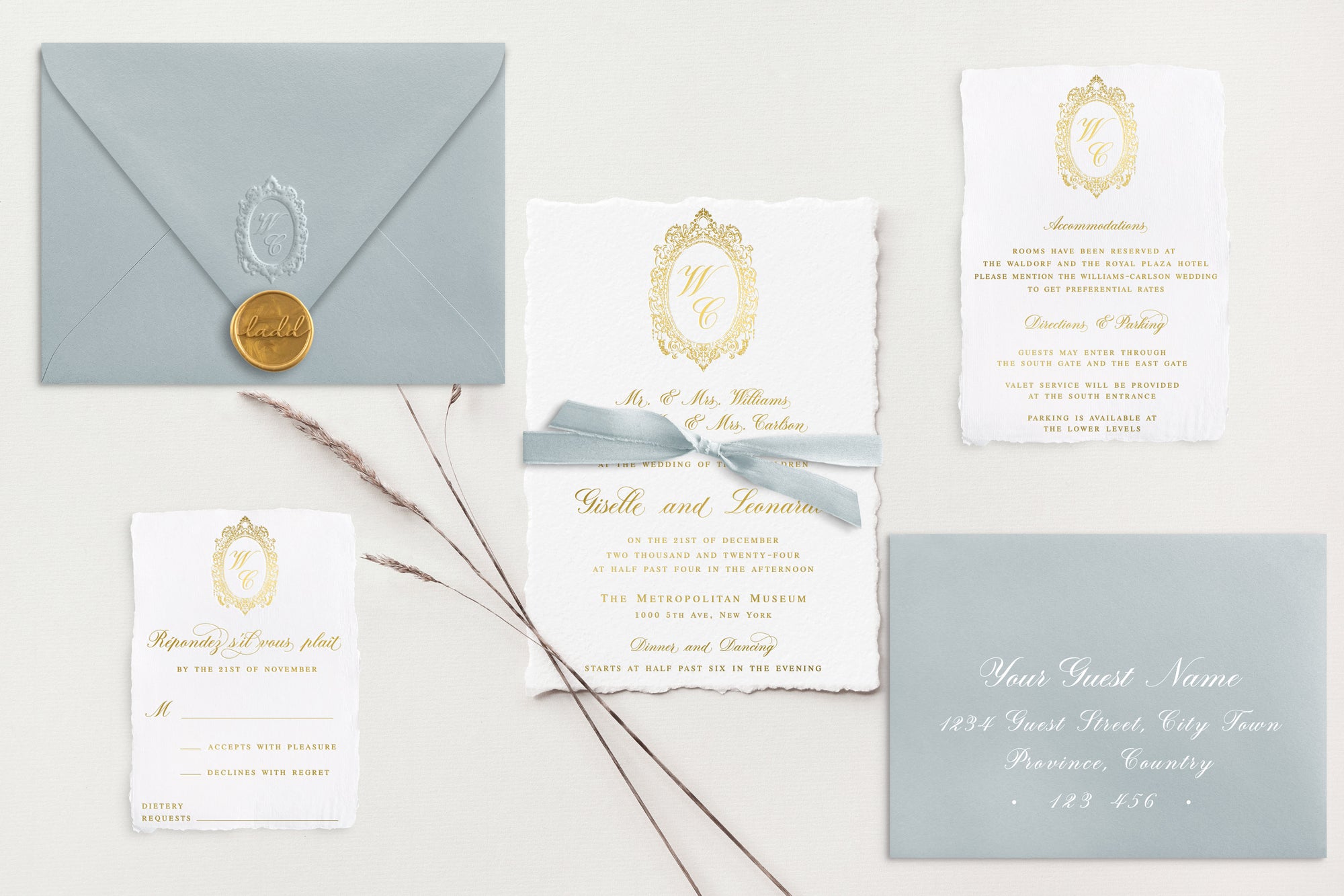 Giselle Gold Foil Wedding Invitations