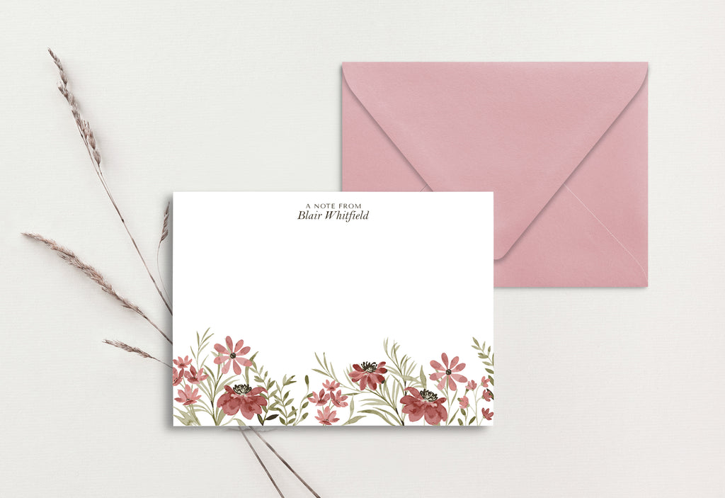 Custom Note Card (pack of 30) - Dusty Rose Florals