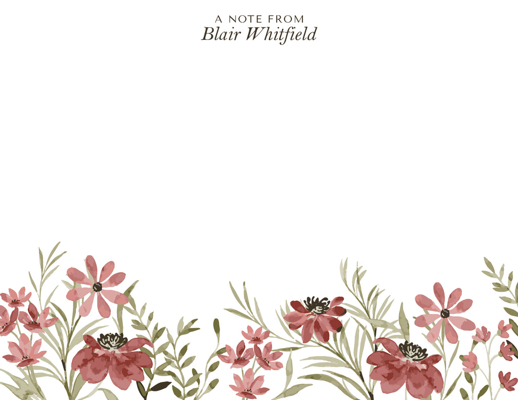 Custom Note Card (pack of 30) - Dusty Rose Florals