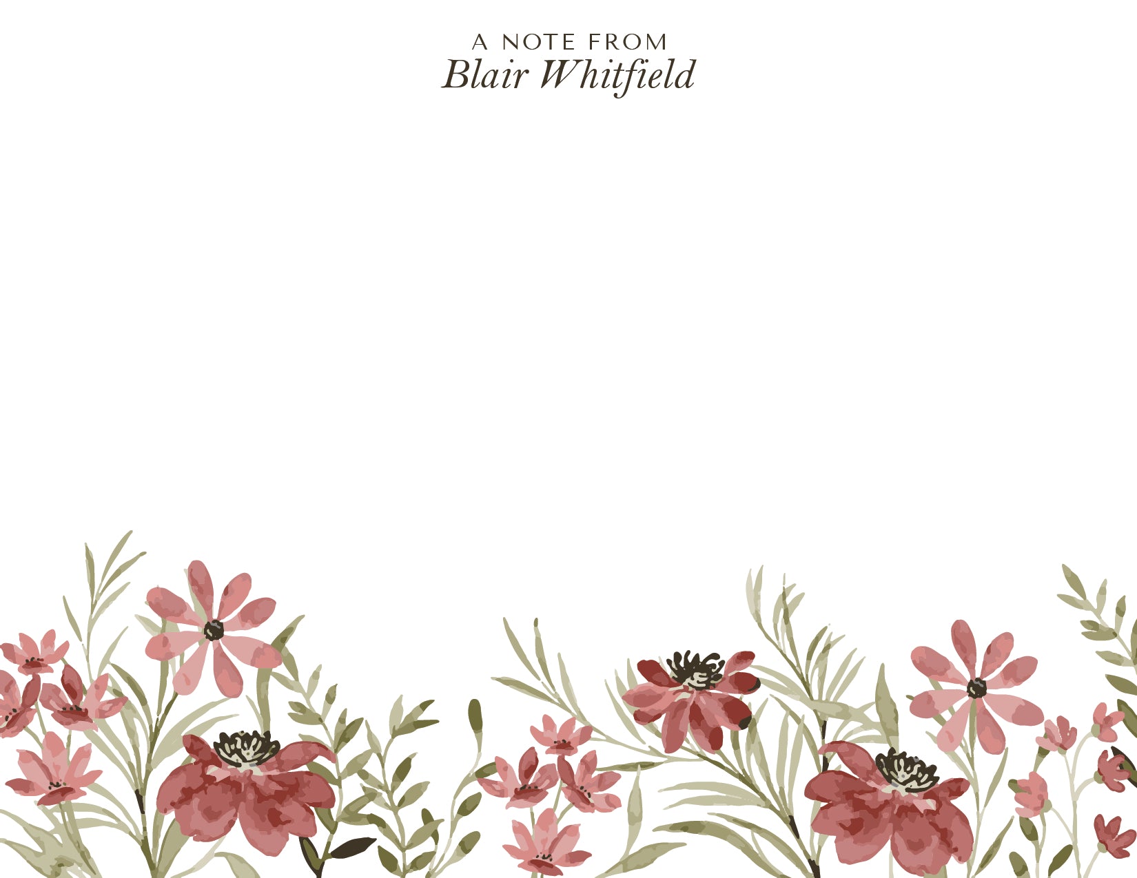 Custom Note Card (pack of 30) - Dusty Rose Florals