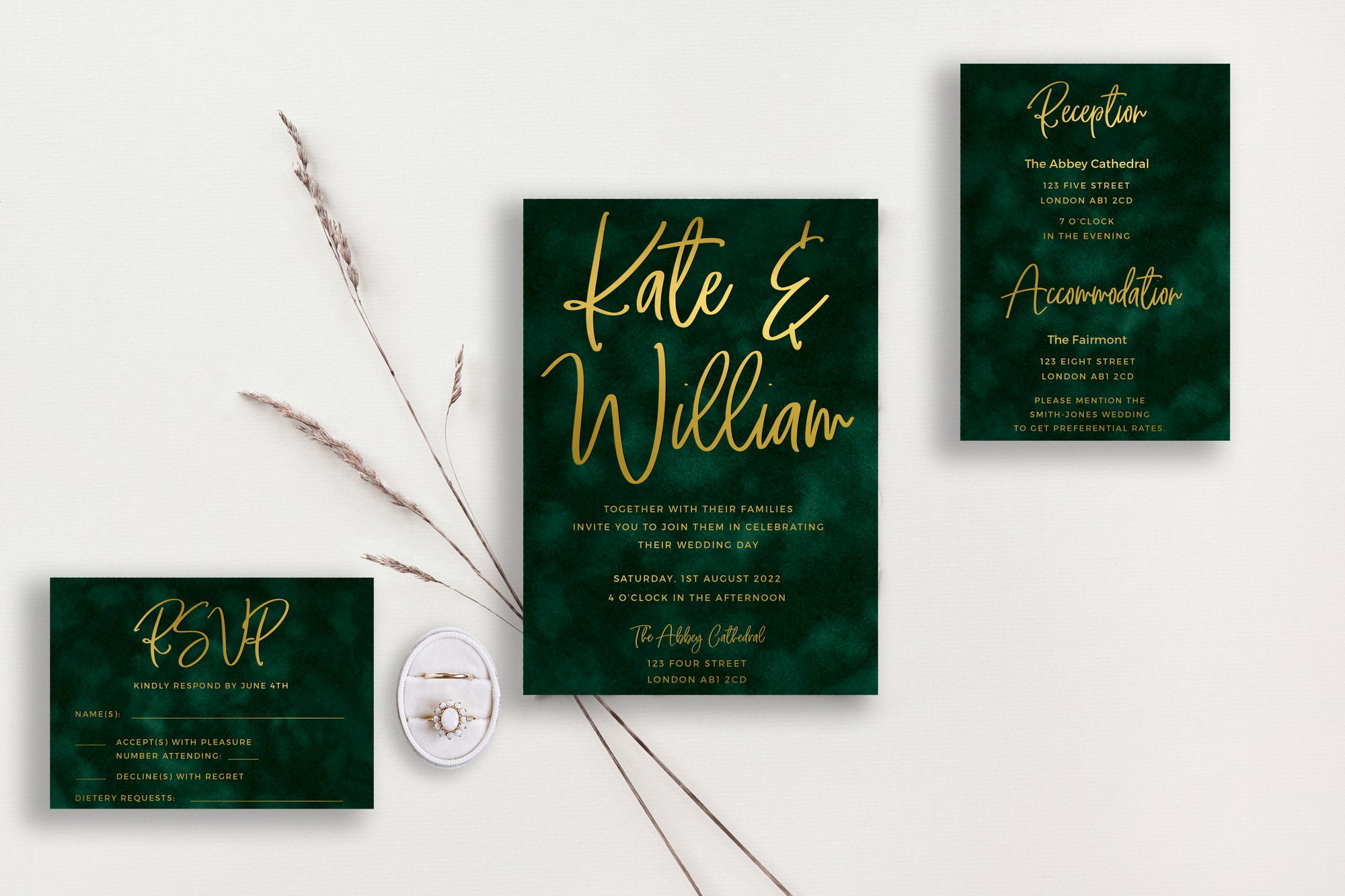 Kate and William Velvet Wedding Invitations