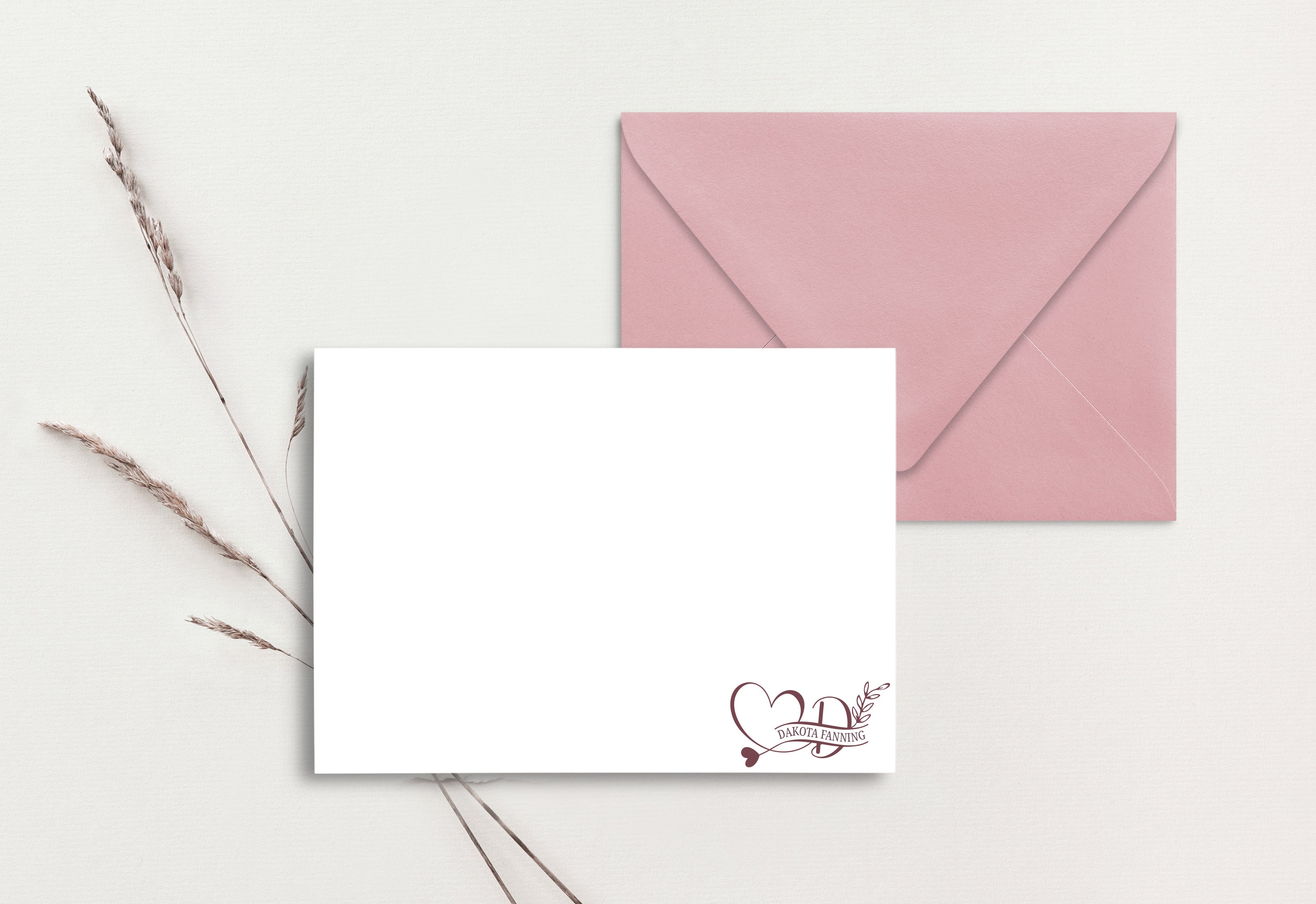 Custom Note Card (pack of 30) - Heart Leaves