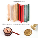 Holiday Wax Seal Kit (Wax Stamp + Sealing Wax + Melting Kit)