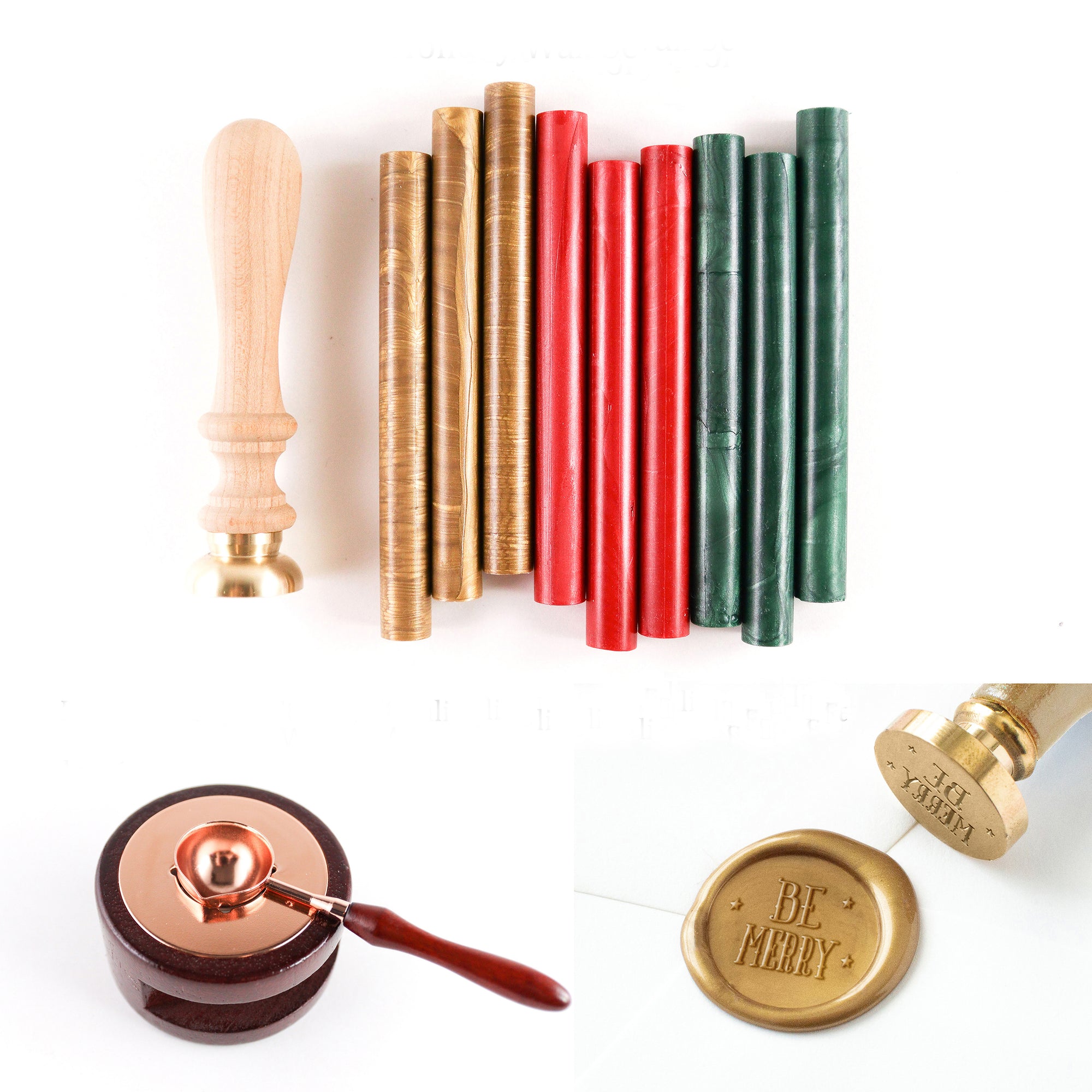 Holiday Wax Seal Kit (Wax Stamp + Sealing Wax + Melting Kit)