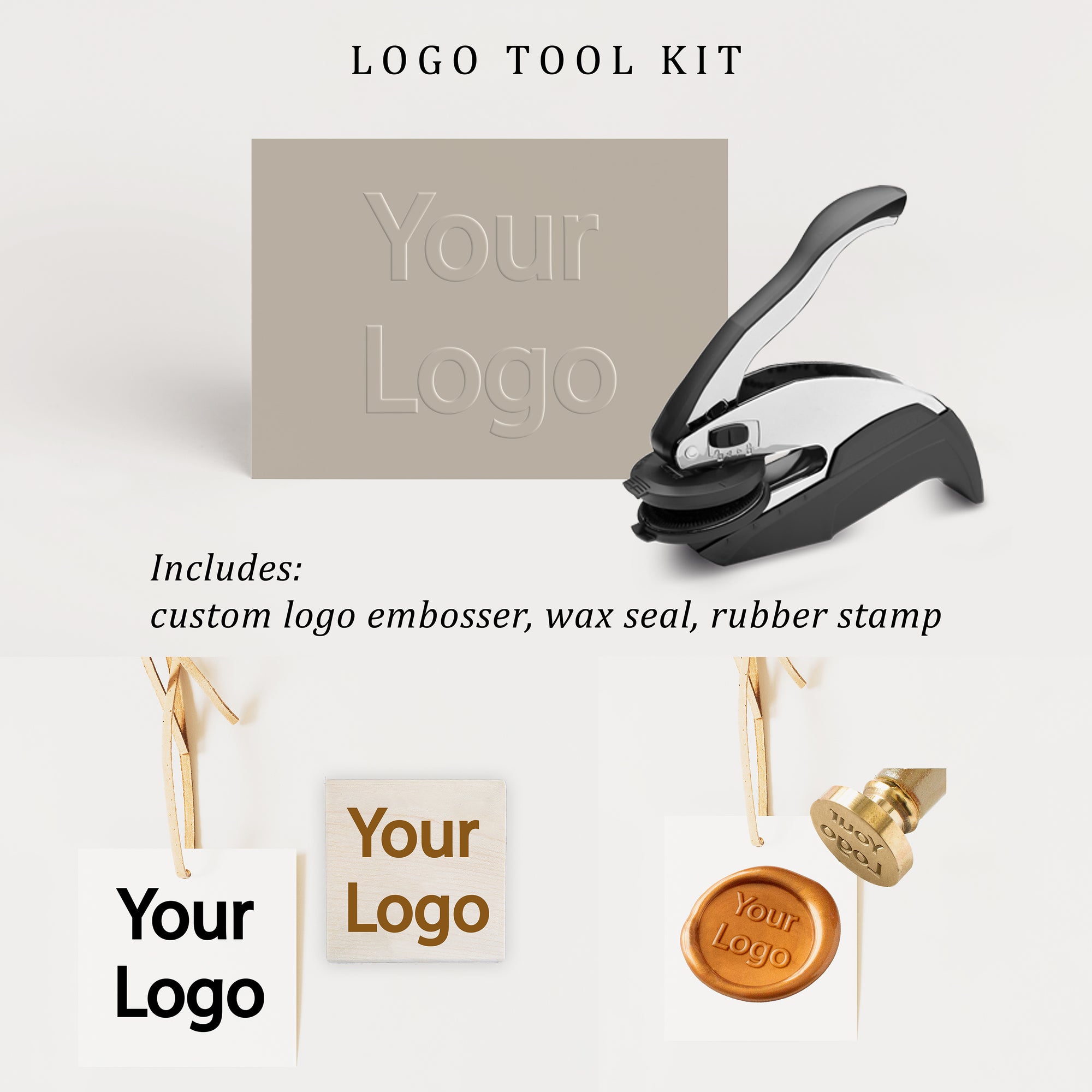 Logo Tool Kit (Embosser + Rubber Stamp + Wax Stamp)