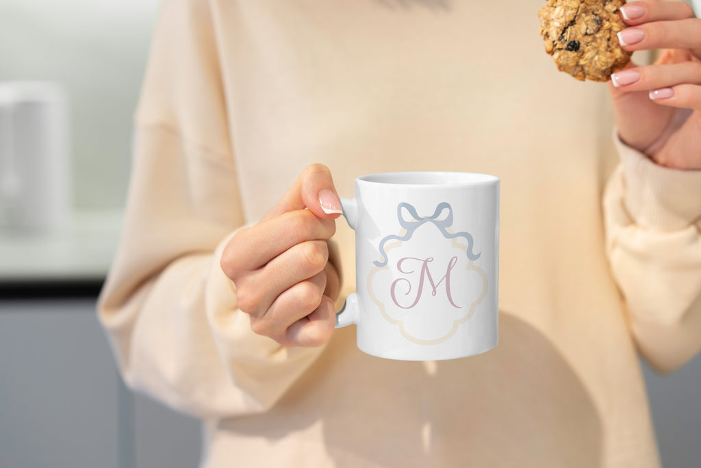 Custom Mug - Ribbon Crest Initial