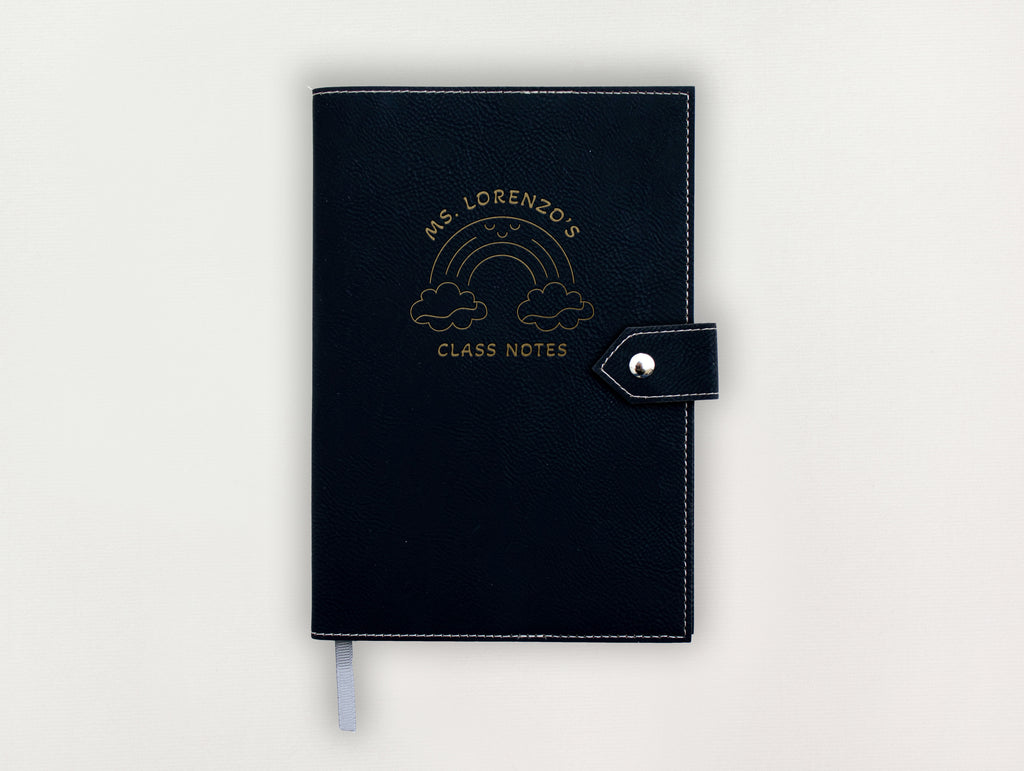 Custom Leather Journal - Rainbow Notes